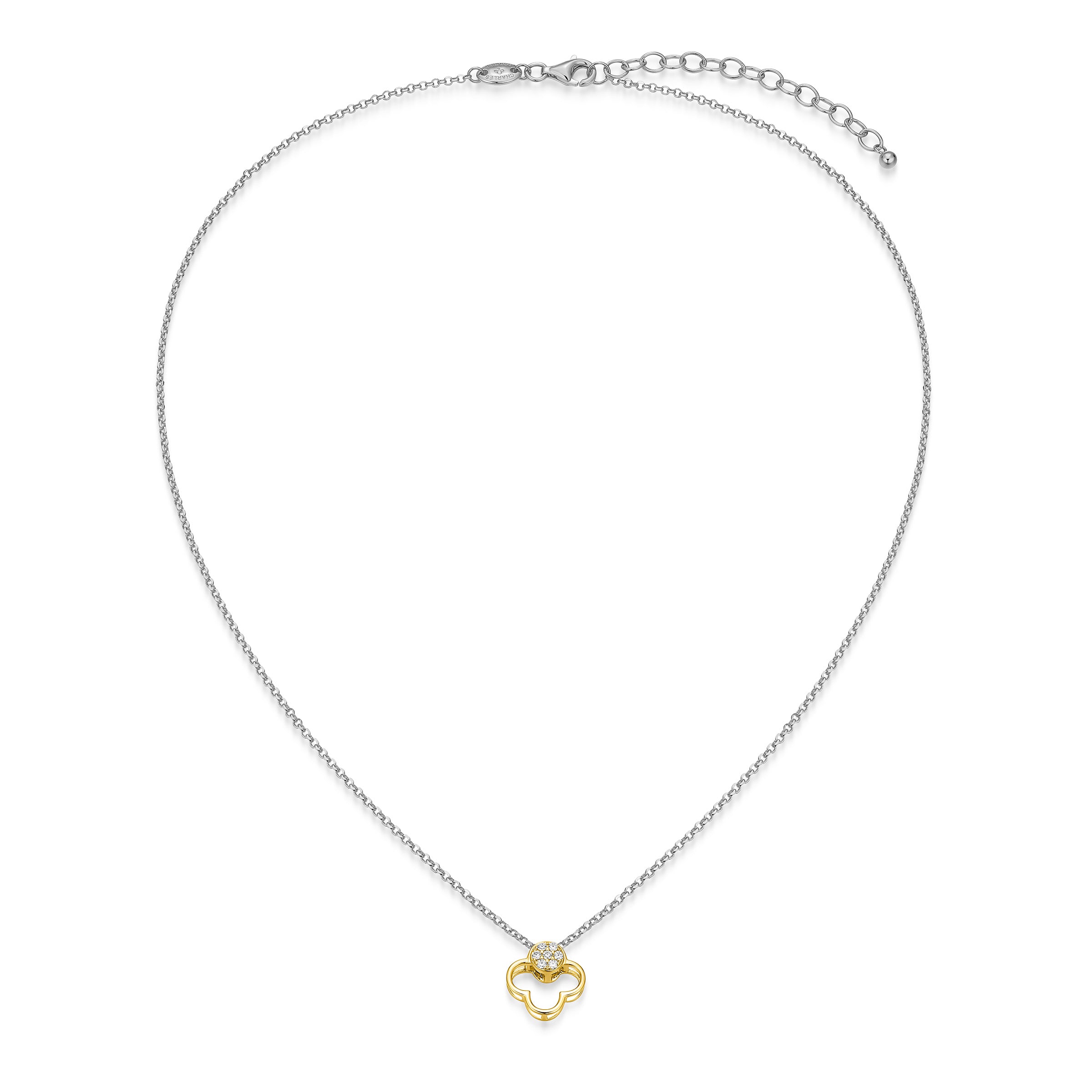CN0200 - Two-Tone Clover Pendant Necklace