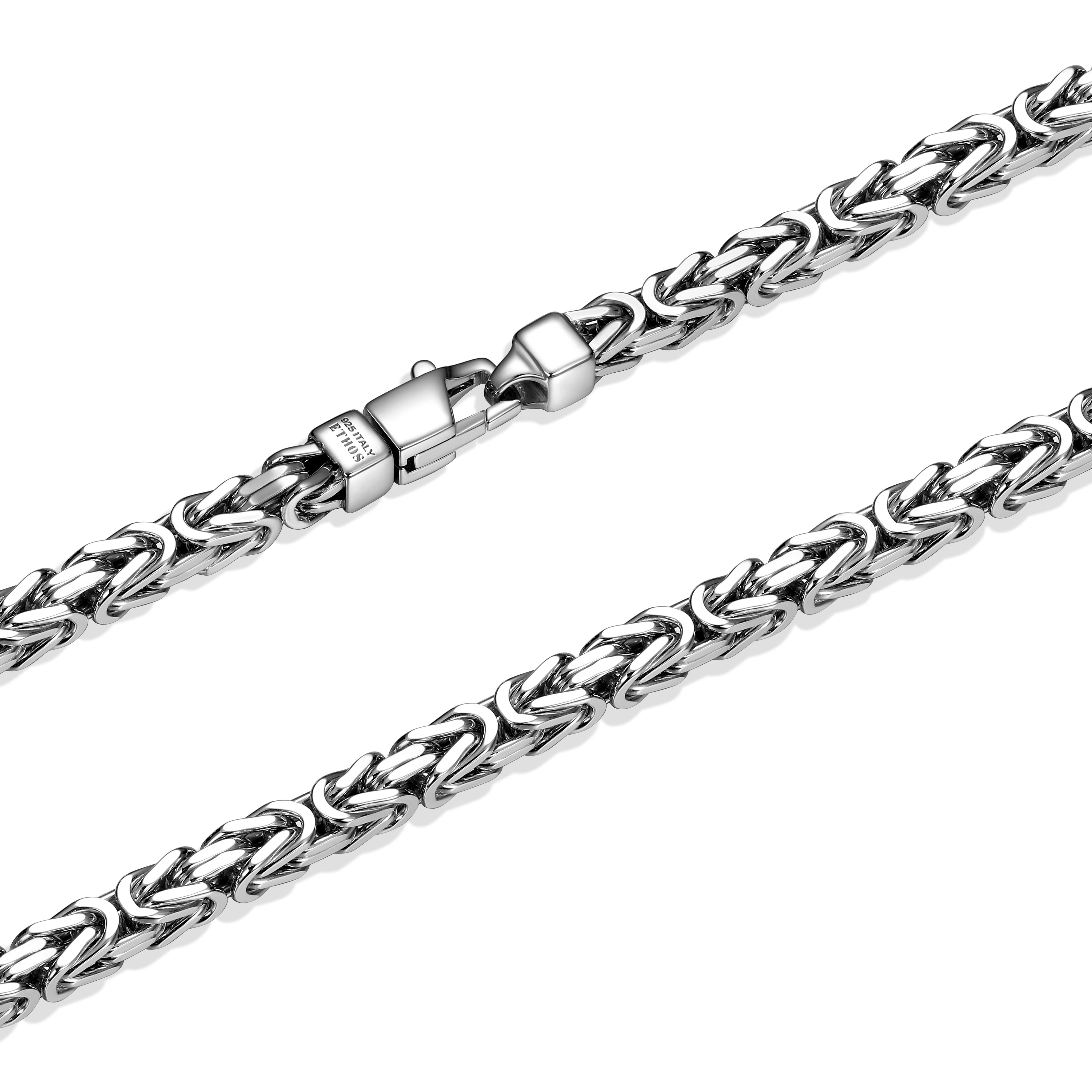 UN0004L - Italian Byzantine Chain Necklace Rhodium - Plated Sterling Silver  -  24"