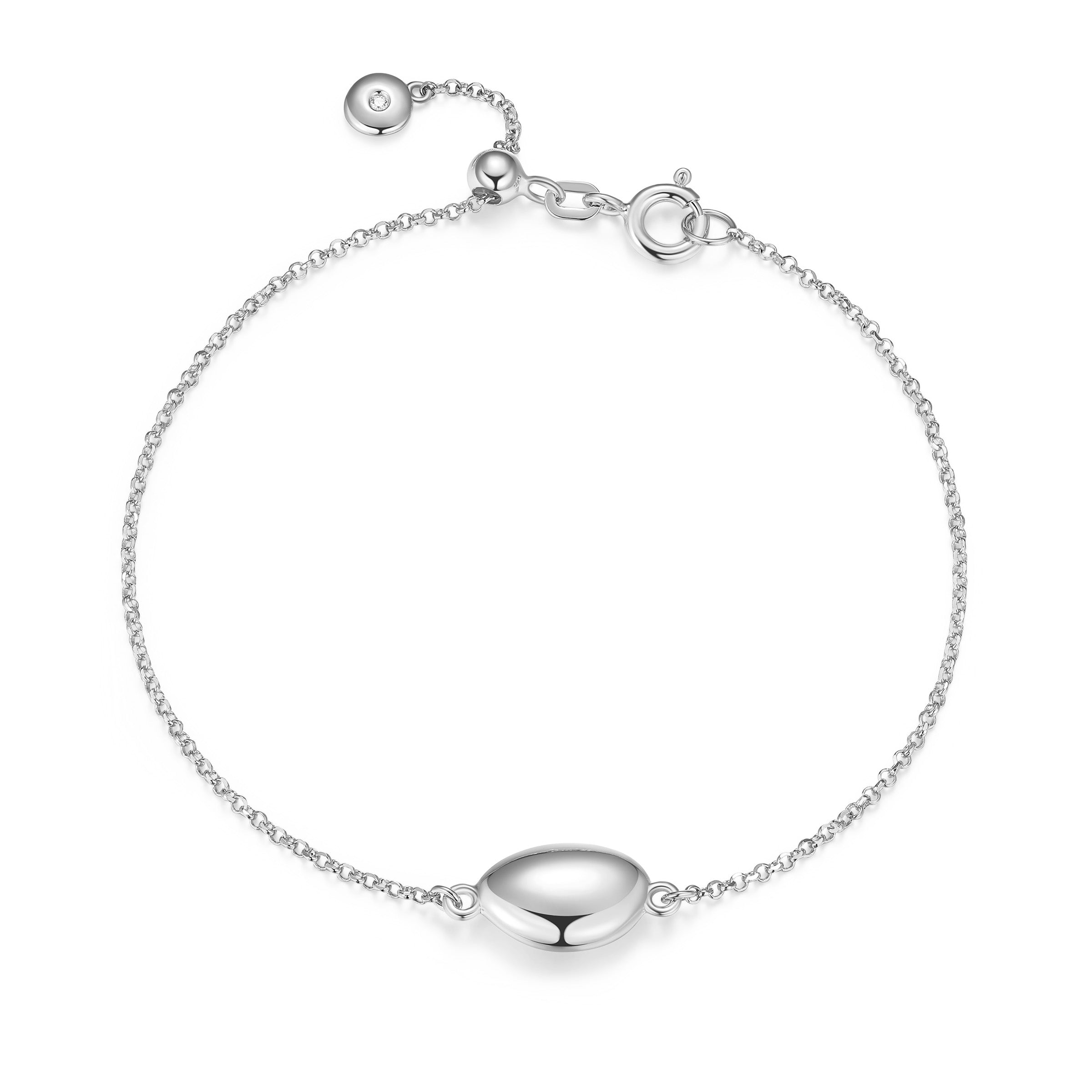 Ss Rhod Pltd Brac 3A Cz Rd 1.2Mm Faceted Rolo Chain 7.5"