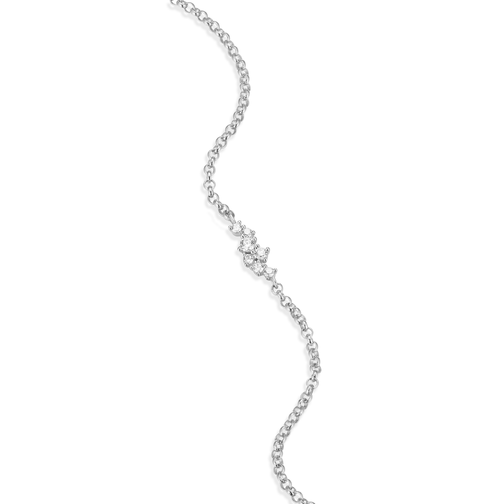 BB0052W - Scattered Lab-Created Diamond Bolo Bracelet in Rhodium-Plated Sterling Silver