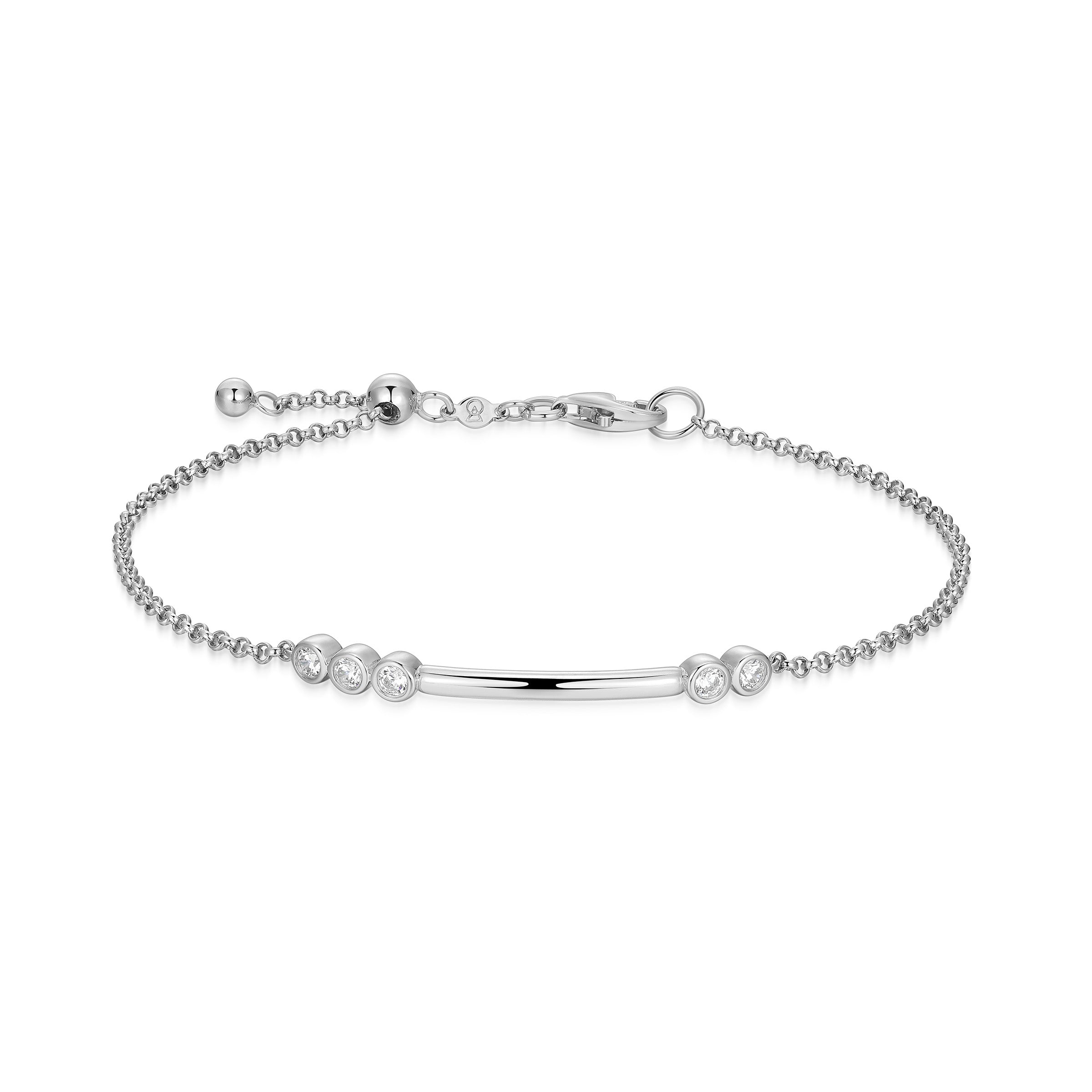 BB0254W - Lab-Created Diamond Bar Bolo Bracelet