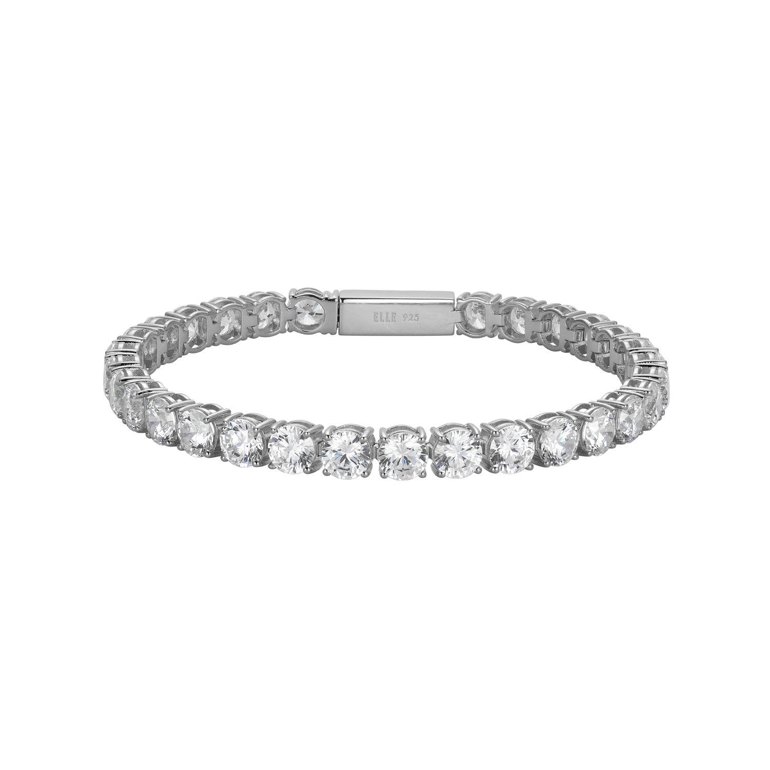 Sterling Silver "Stardust" Rhodium Plated 5Mm Cubic Zirconia Bracelet 6.75"