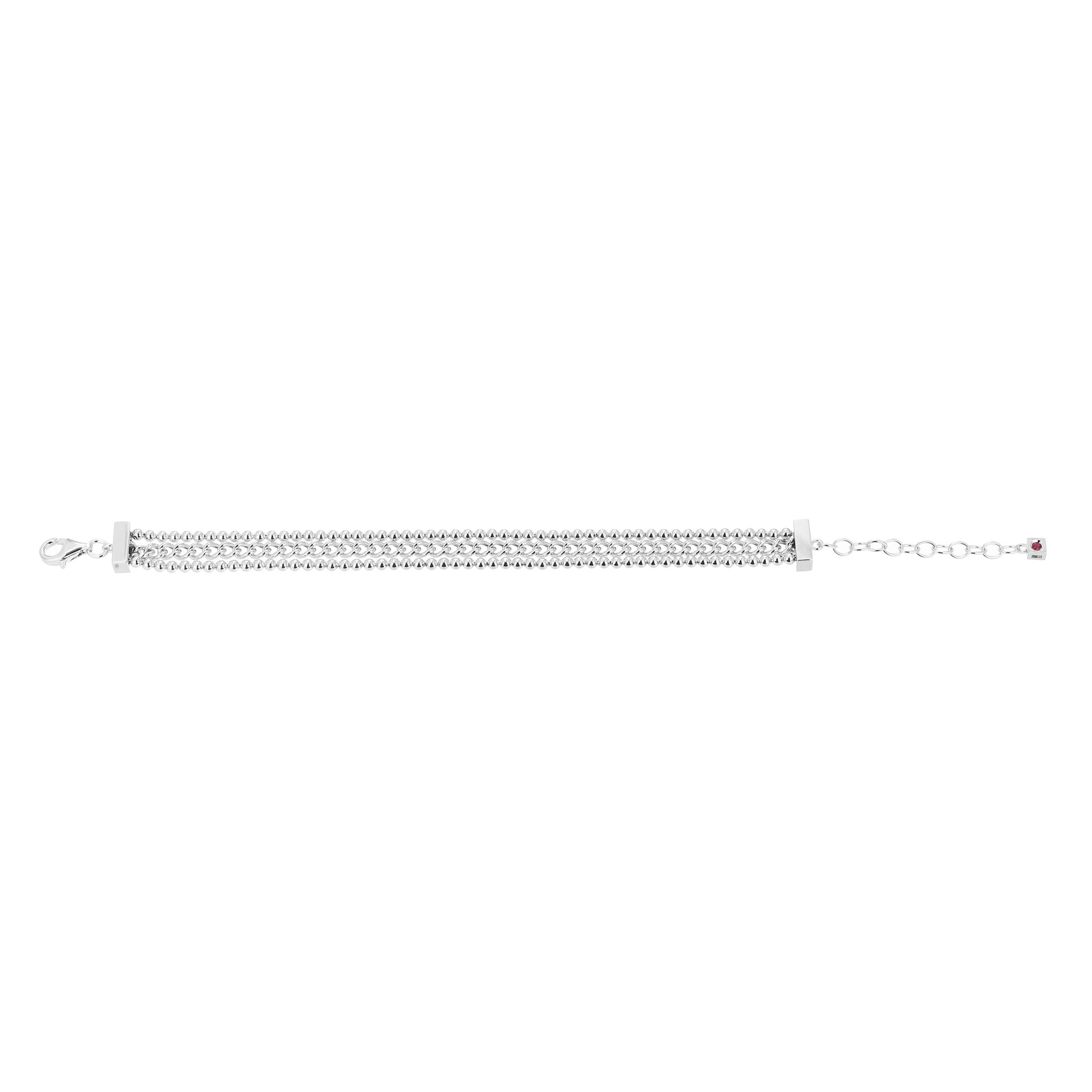 From The Weave Collection, This Bracelet Features An Elegant Design Combining Bead And Curb Chains, Crafted In Rhodium-Plated Sterling Silver. Measuring 6.25" With A 1.5" Extender, It Ensures A Comfortable Fit.