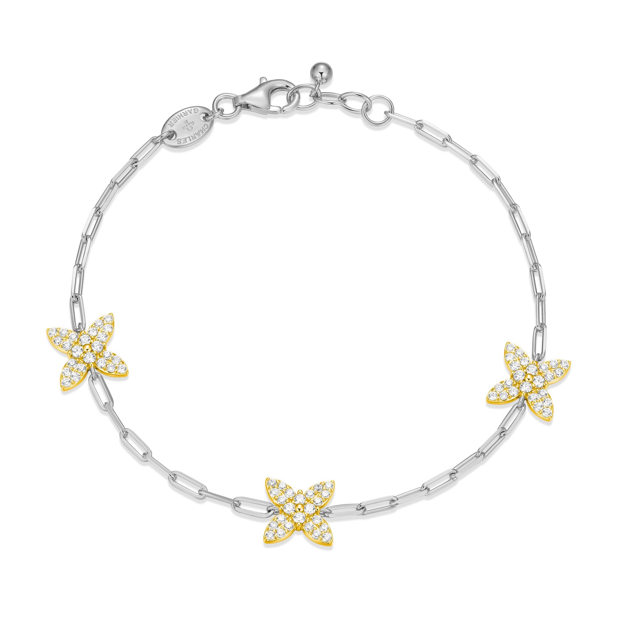 Sterling Silver Rhodium Plated Gp20 Bracelet With White Cz 2*5.6Mm Faceted Crossed Diamond Cut Cable Chain(060 Forz L D/C) Ingirth 6.75" Ext 0.5"