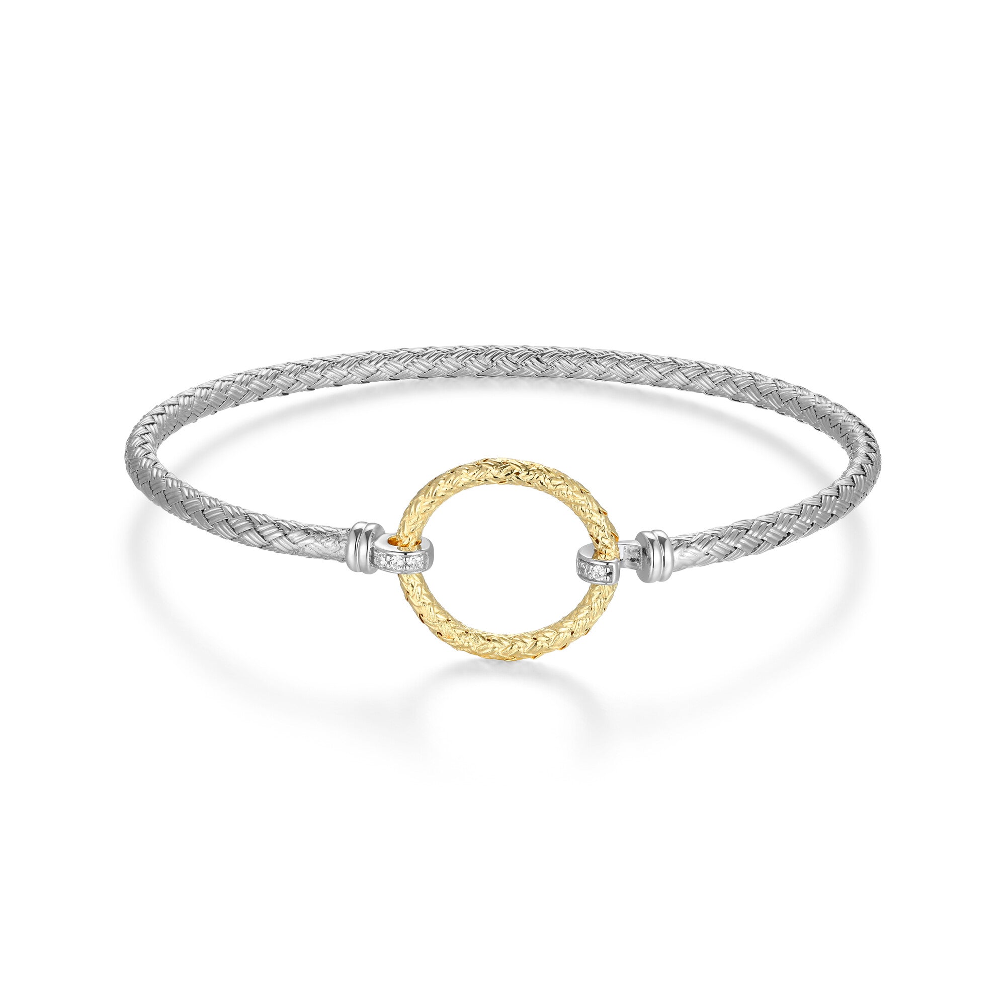 Sterling Silver Rhodium Plated Gp20 Bangle With White Cz Inside 60X50Mm