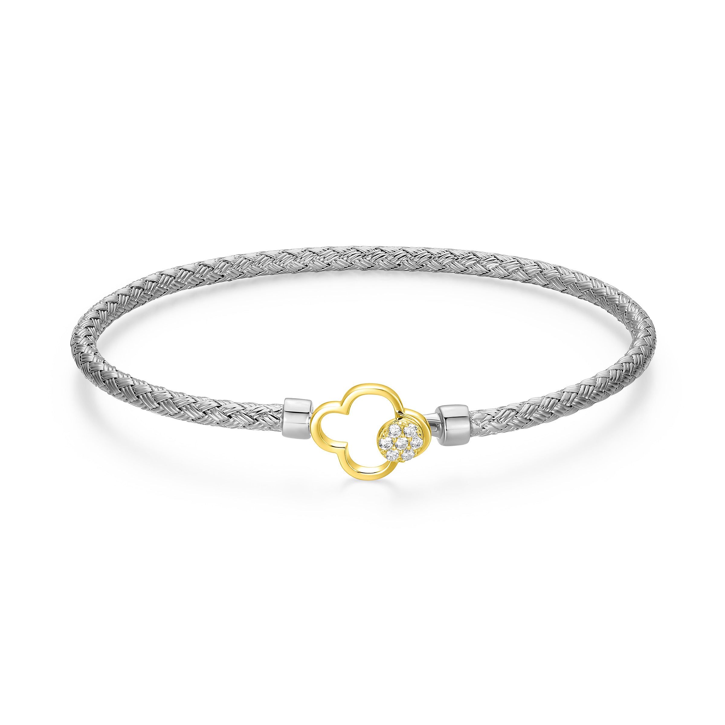 CB0200 - Two-Tone Clover Original Mesh Bangle