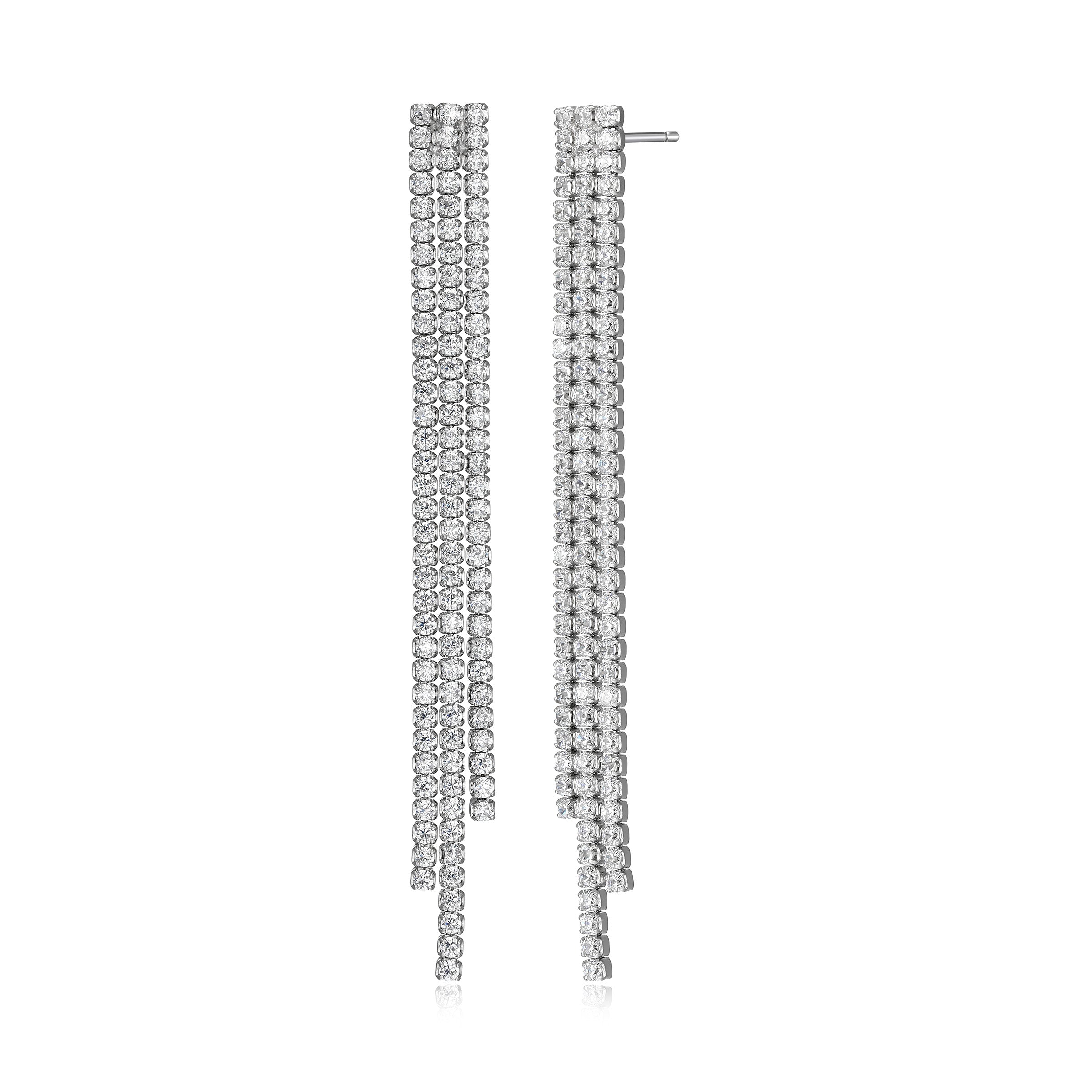 Ss Rhod Pltd Ear Clear Cz Rd Post