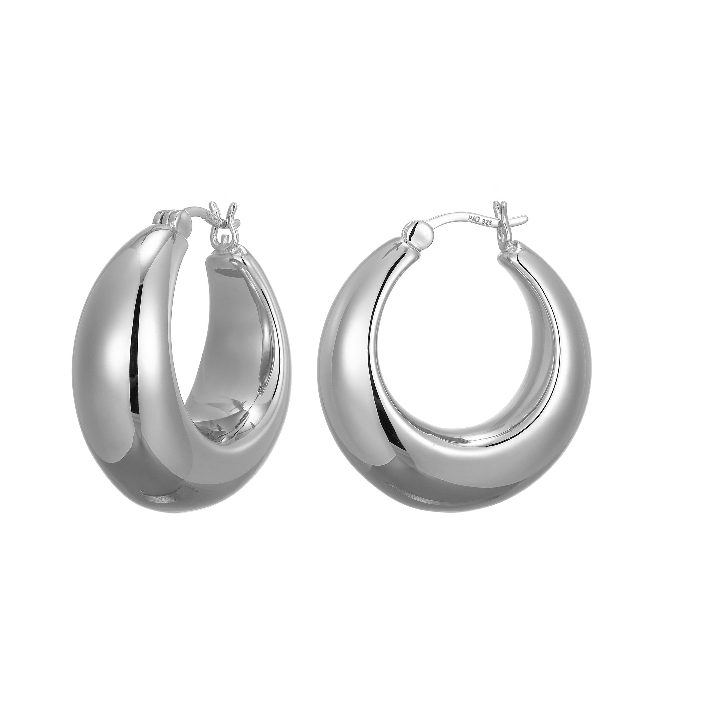 Sterling Silver Rhodium-Plated 26mm Hoop Earrings