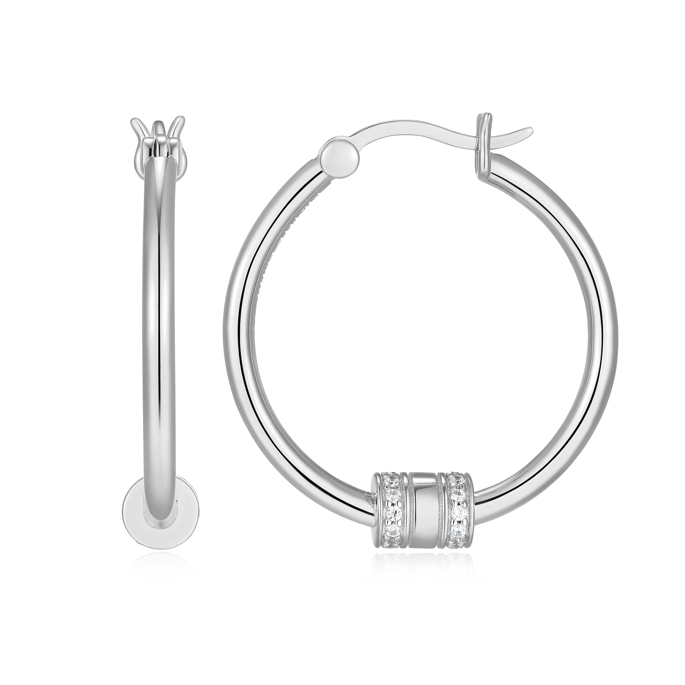 BE0273W - Rondelle Lab-Created Hoop Earrings