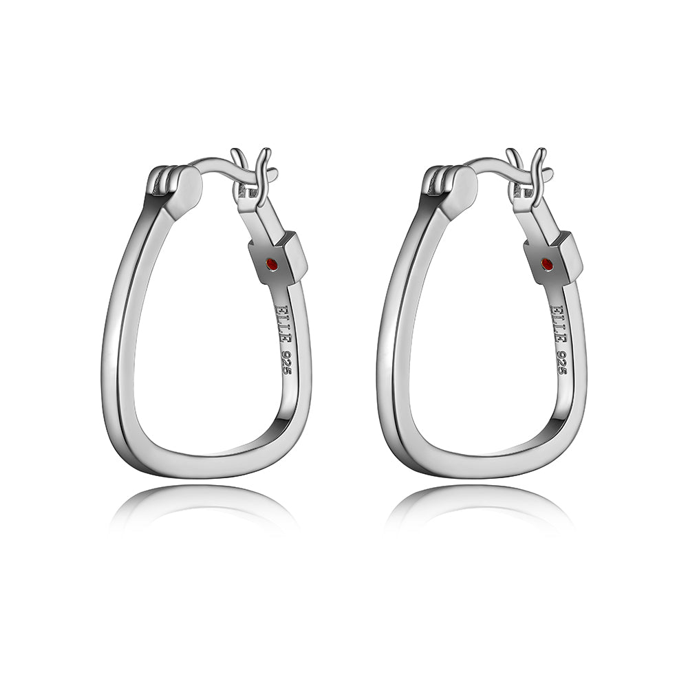 Sterling Silver "Trinity" Rhodium Plated Triangle  19X21.5Mm Hoop Earring