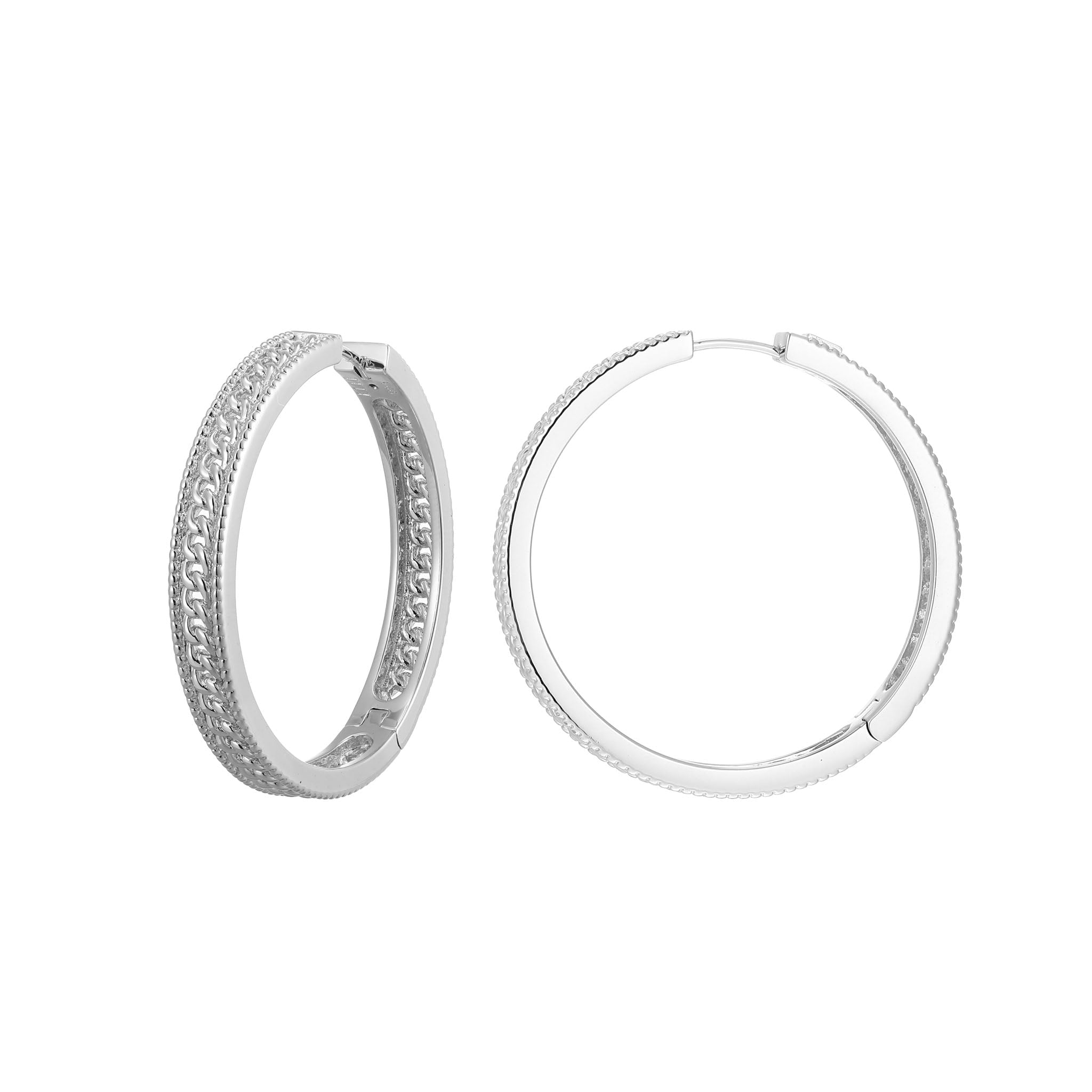 Enhance Your Style With These Weave Collection Hoop Earrings, Crafted From Rhodium-Plated Sterling Silver. The Intricate Weave Design Adds A Touch Of Sophisticated Playfulness To Any Outfit.