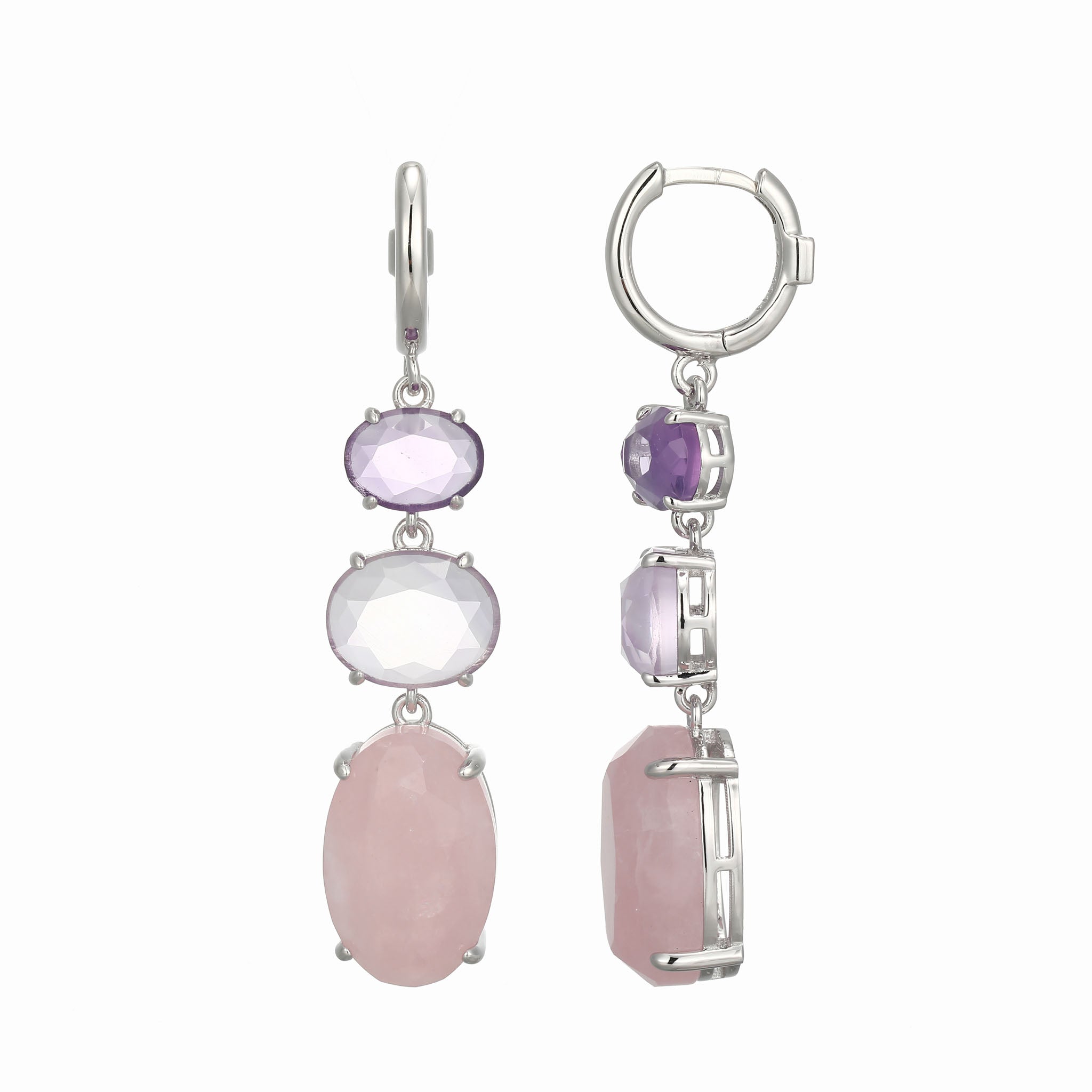 These Drop Earrings Present A Contemporary Take On Parisian Craftsmanship. A Captivating Descent Of Rose Quartz, Pink Amethyst, And African Amethyst Creates An Elegant, Modern Design.