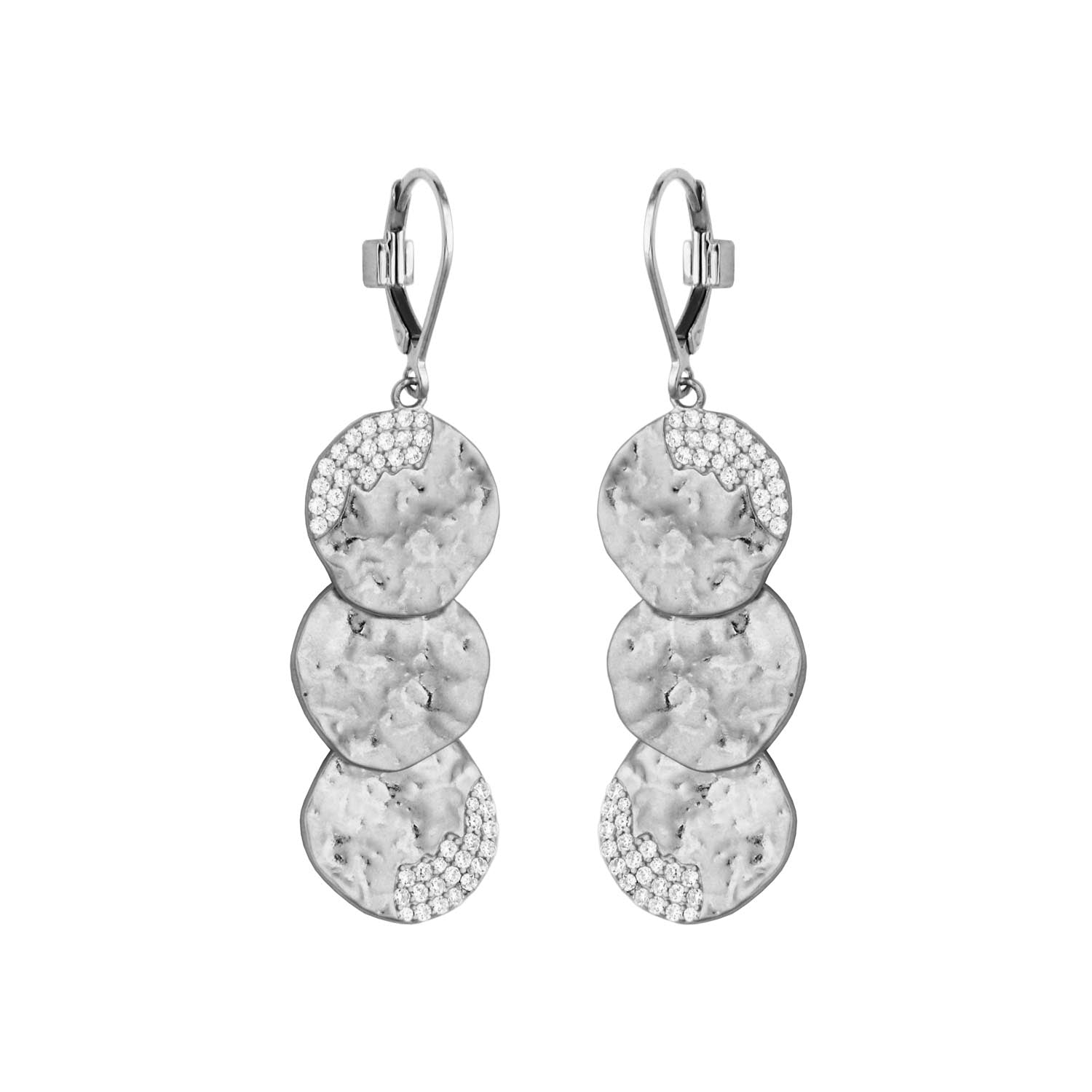 Sterling Silver Elle "Galaxy" Rhodium Plated White Cz Earrings
