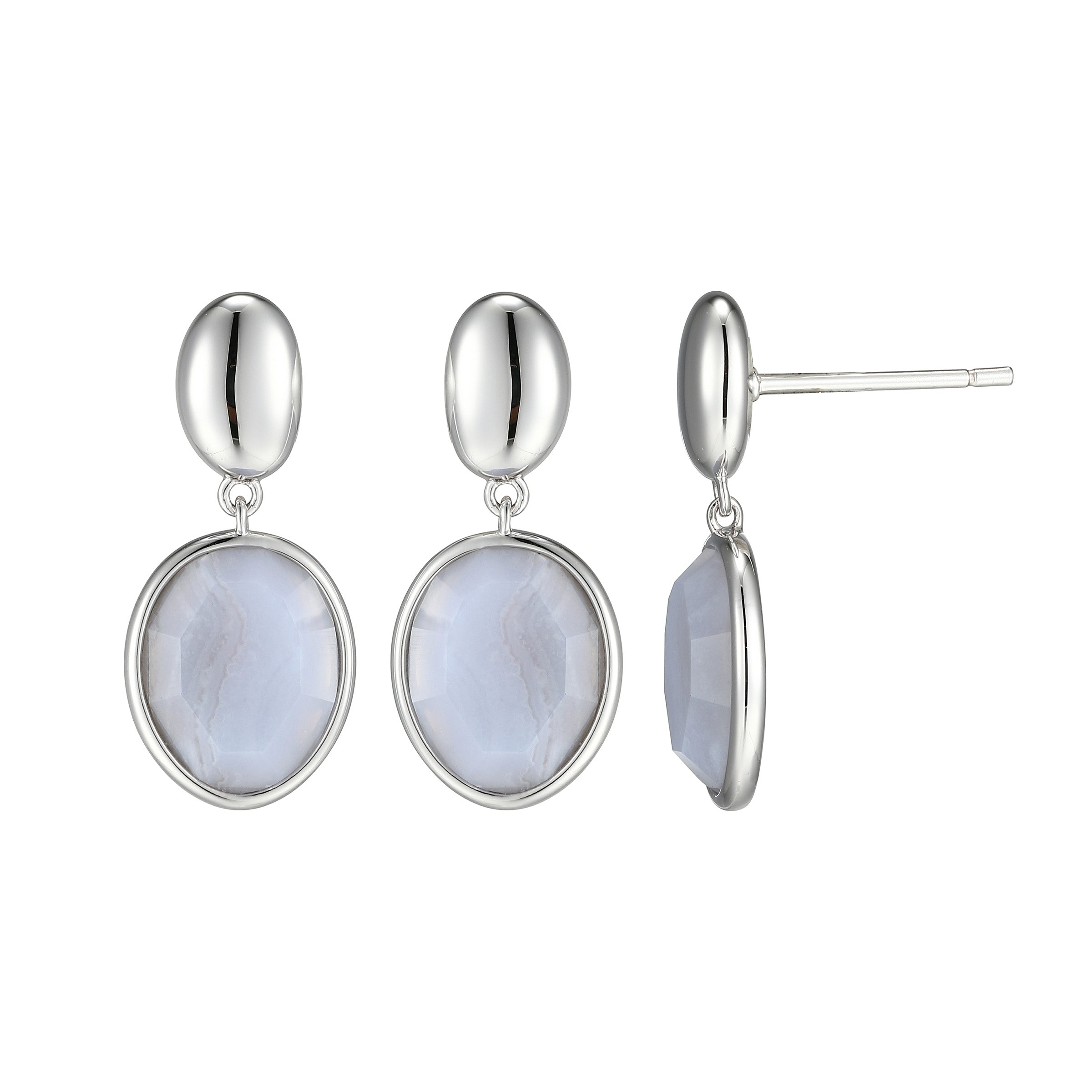 LE0239 - Riviere Blue Lace Agate Drop Earrings