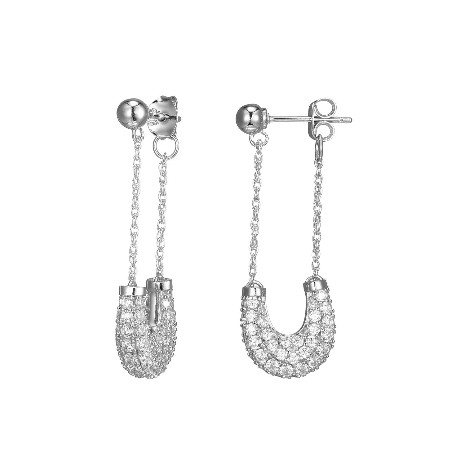 These Drop Earrings From Charles Garnier's Serena Collection Feature A Refined Design With Sparkling Cubic Zirconia Set In Sterling Silver With Rhodium Finish. Measuring 34x11.98mm, They Add A Touch Of Elegance To Any Outfit.