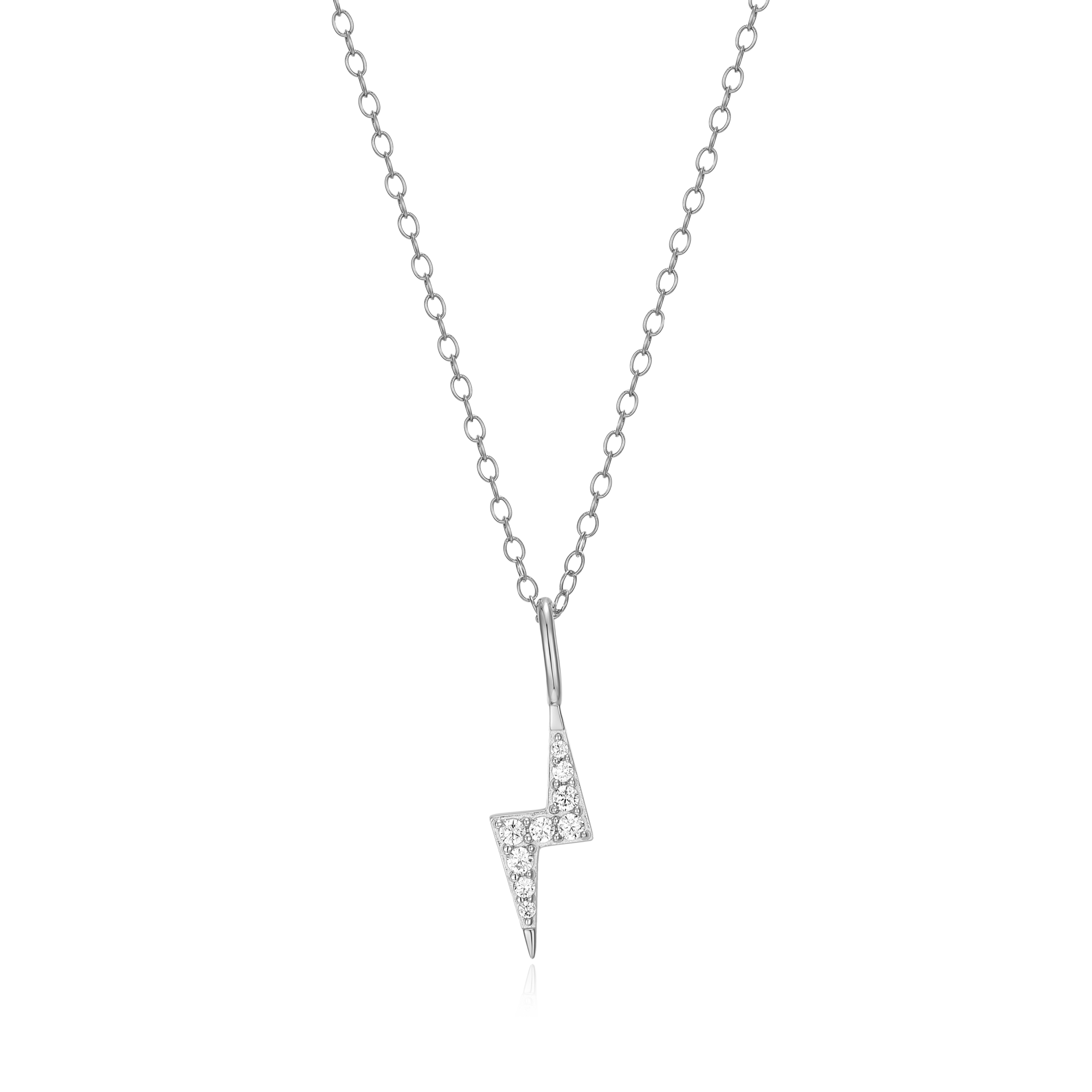 BN0044W - Lighting Pendant Necklace in Rhodium-Plated Sterling Silver