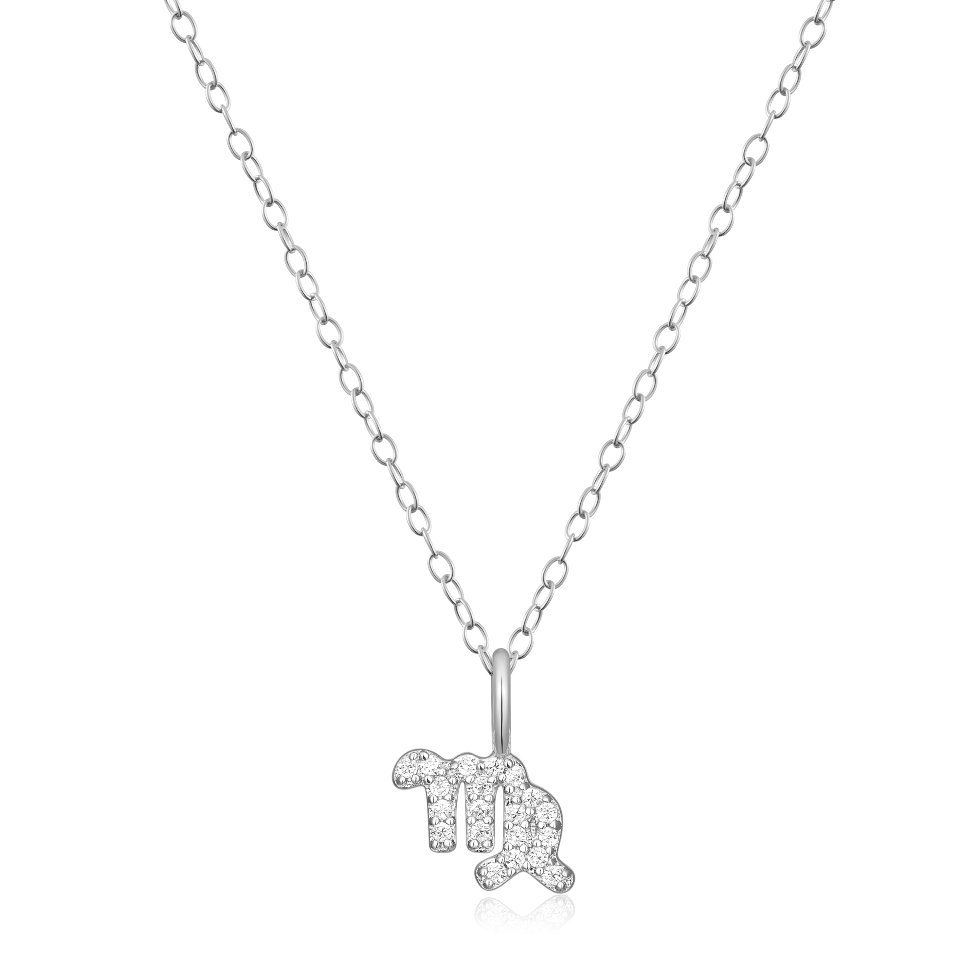 BN0113W - Virgo Constellation Pendant Necklace in Rhodium-Plated Sterling Silver