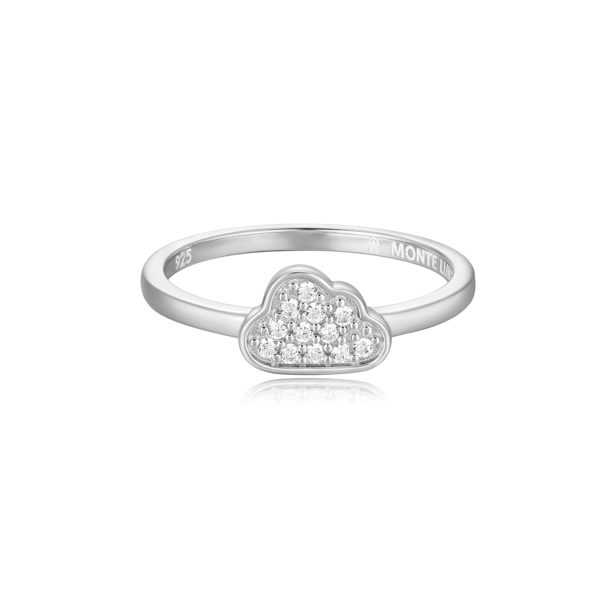 BR0045W - Silver Lining Cloud Ring in Rhodium-Plated Sterling Silver - Size 8