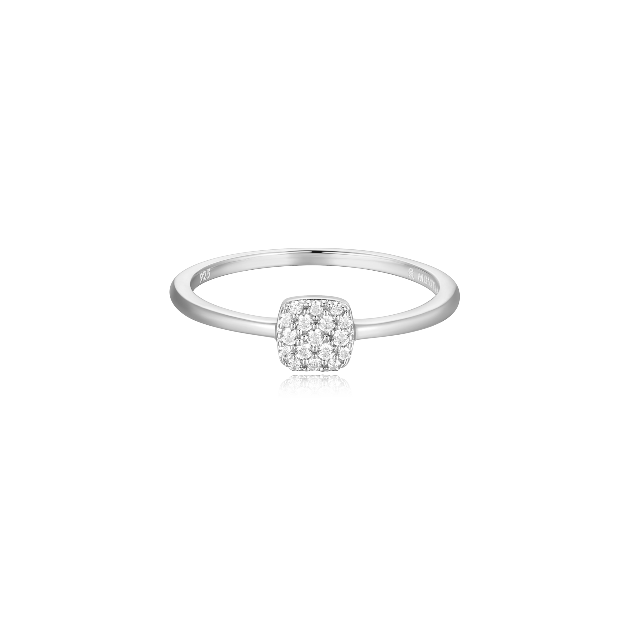 BR0080W - Cushion Stackable Ring in Rhodium-Plated Sterling Silver