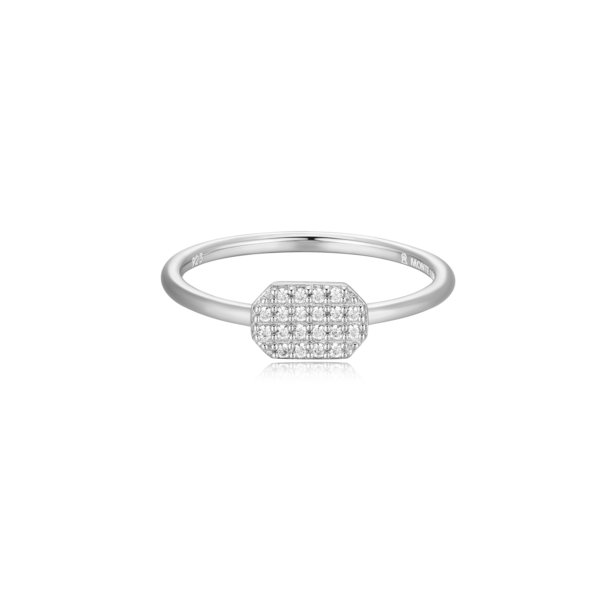 BR0097W - Dog Tag Stackable Ring
 in Rhodium-Plated Sterling Silver
