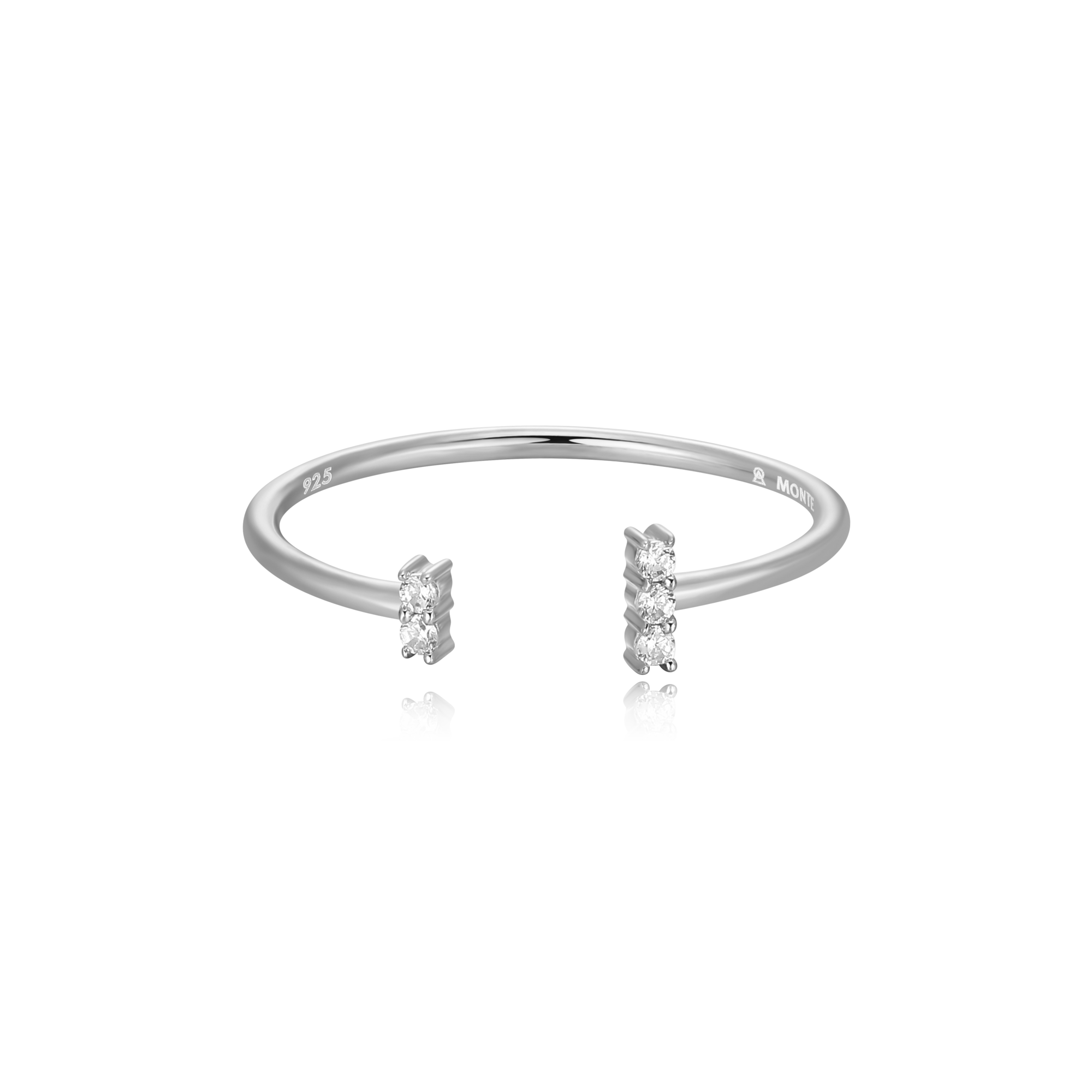BR0084W - Wide Parallel Open Ring in Rhodium-Plated Sterling Silver - Size 6