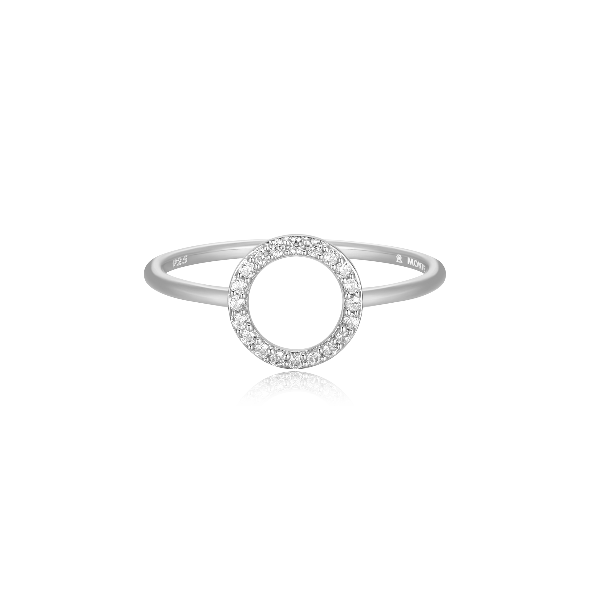 BR0078W - Open Circle Stackable Ring in Rhodium-Plated Sterling Silver - Size 8