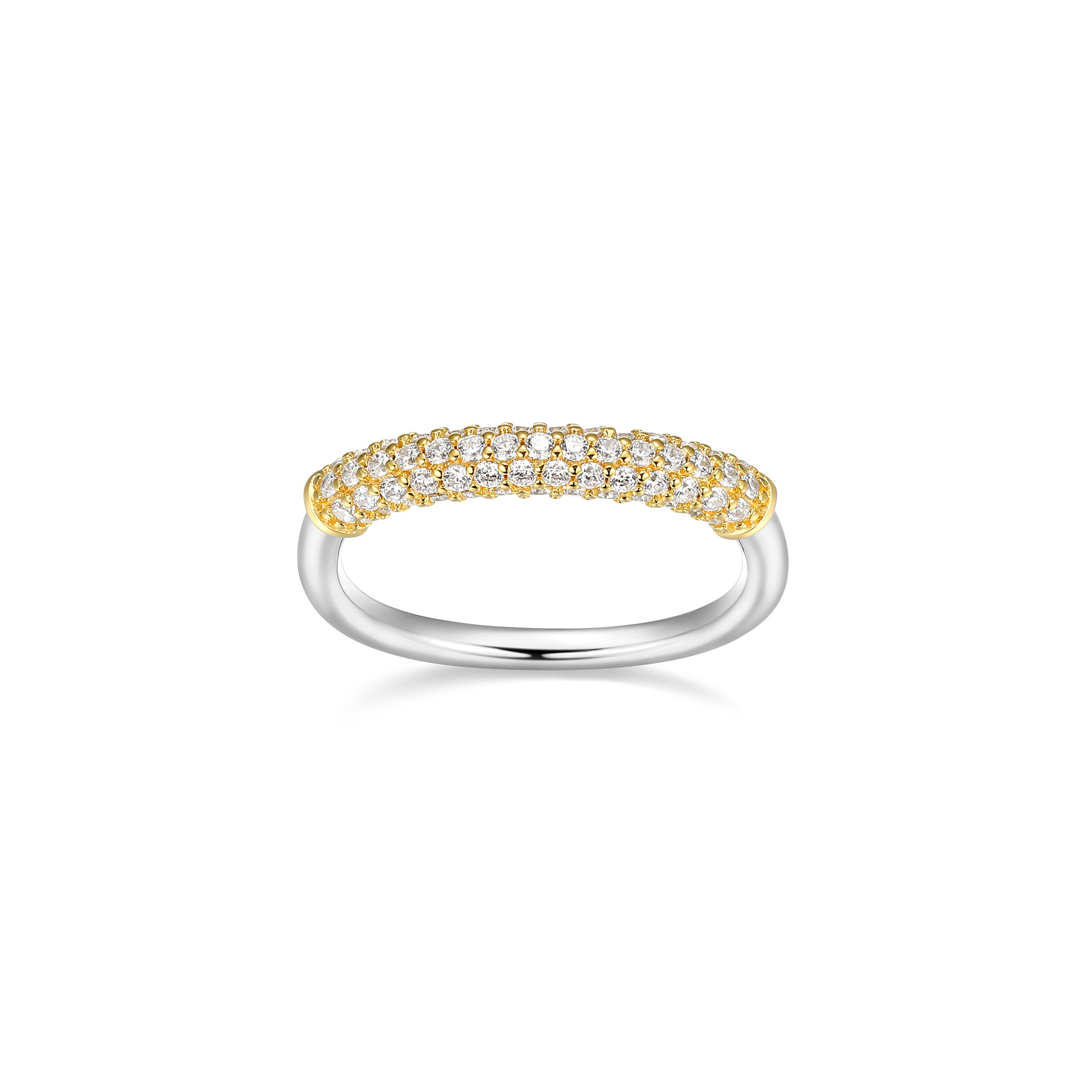 Diamondlite Cz Two-Tone Square Ring In Sterling Silver With 18K Gold Plating - Size 7