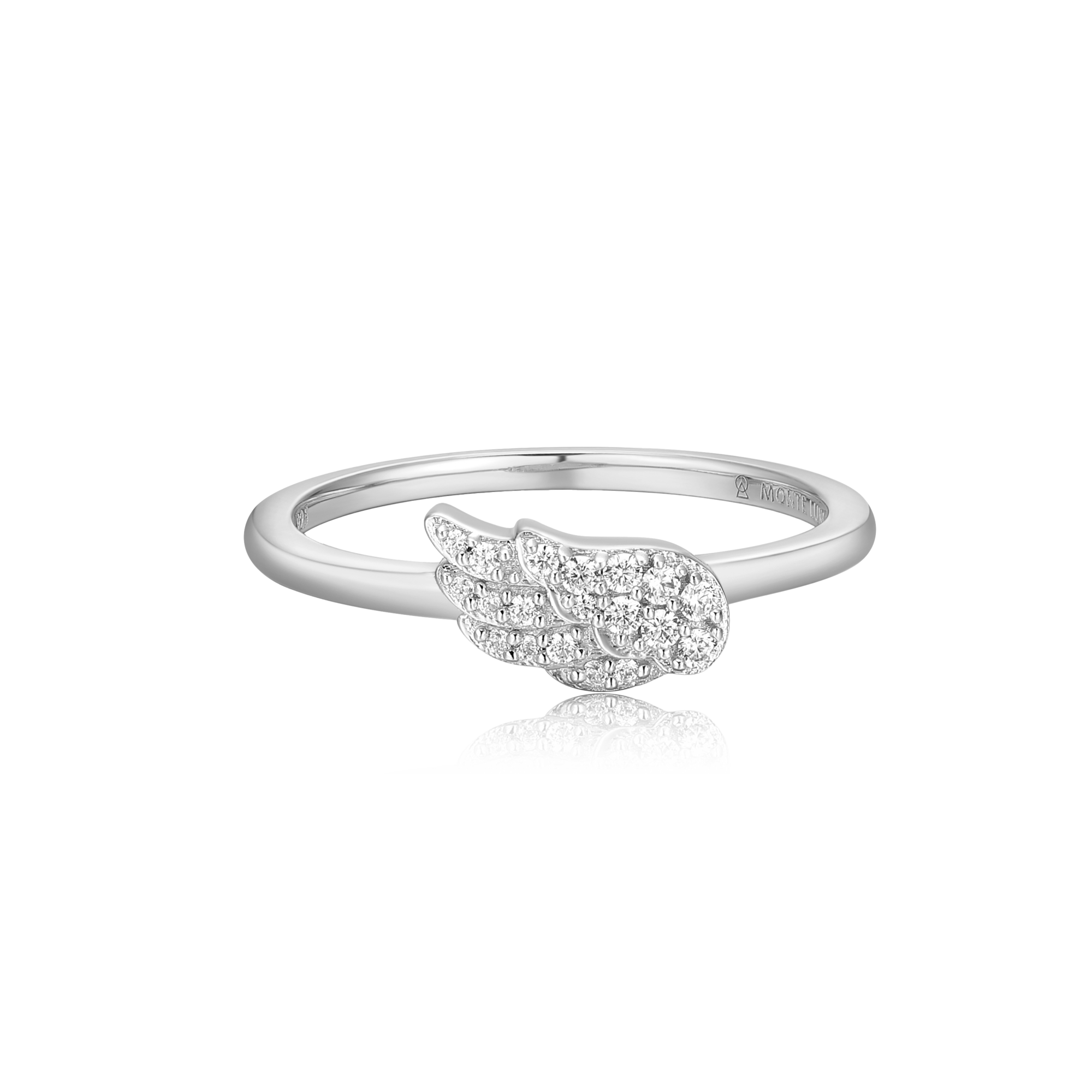 BR0040W - Wing Statement Ring in Rhodium-Plated Sterling Silver - Size 7