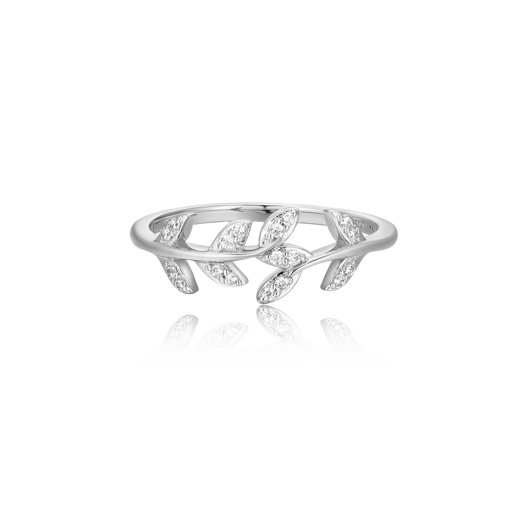 BR0101W - Branch Statement Ring in Rhodium-Plated Sterling Silver - Size 7