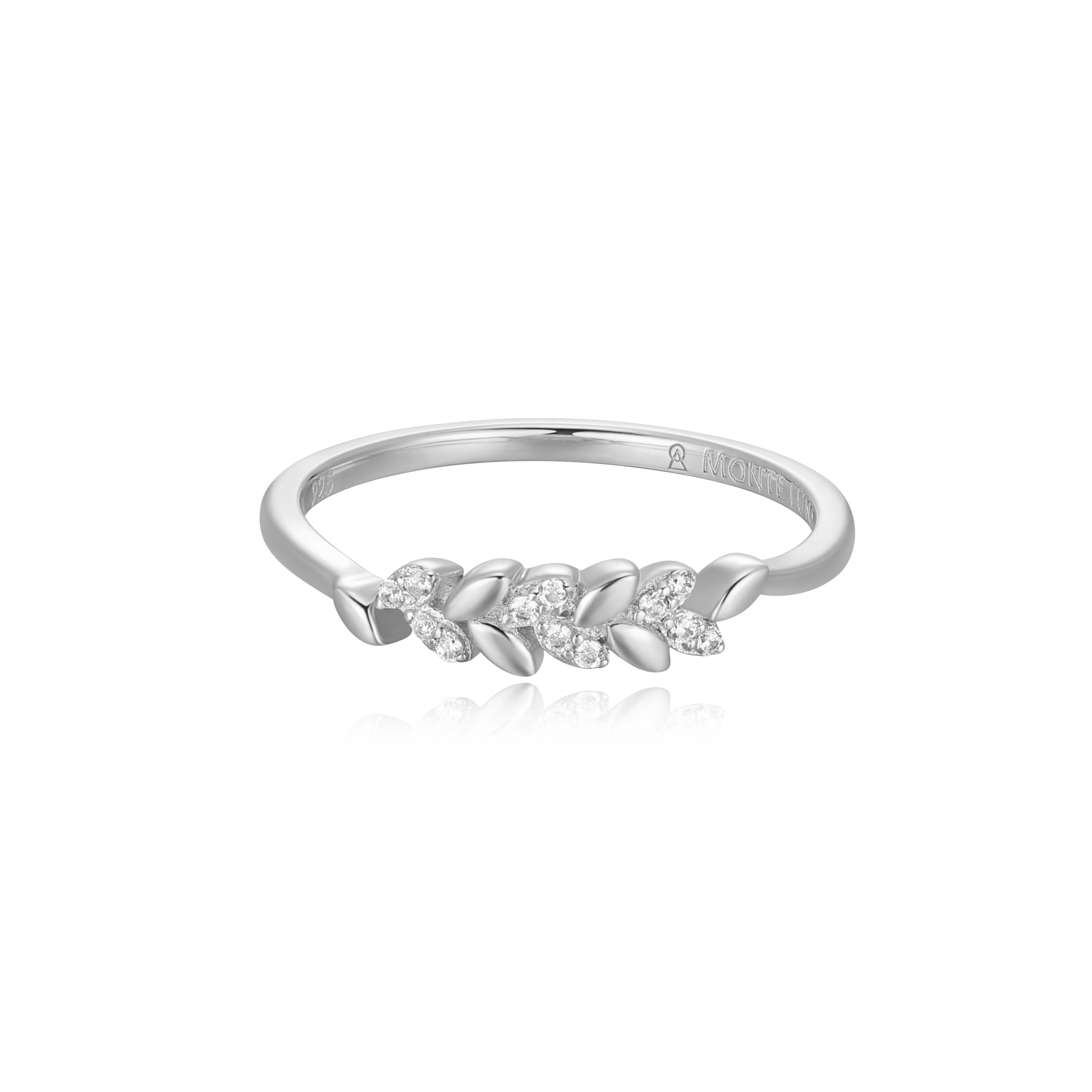 BR0102W - Laurel Statement Ring in Rhodium-Plated Sterling Silver - Size 6