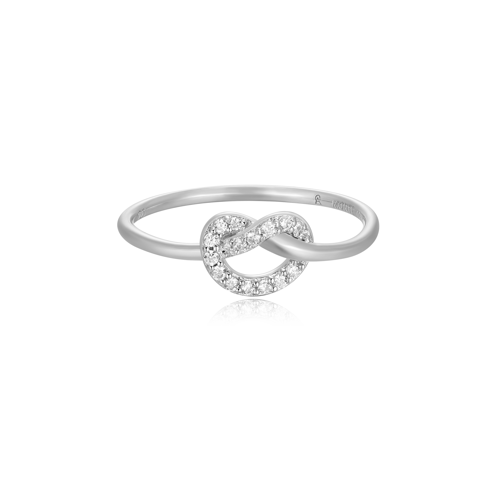 BR0013W - Knot Statement Ring in Rhodium-Plated Sterling Silver - Size 8