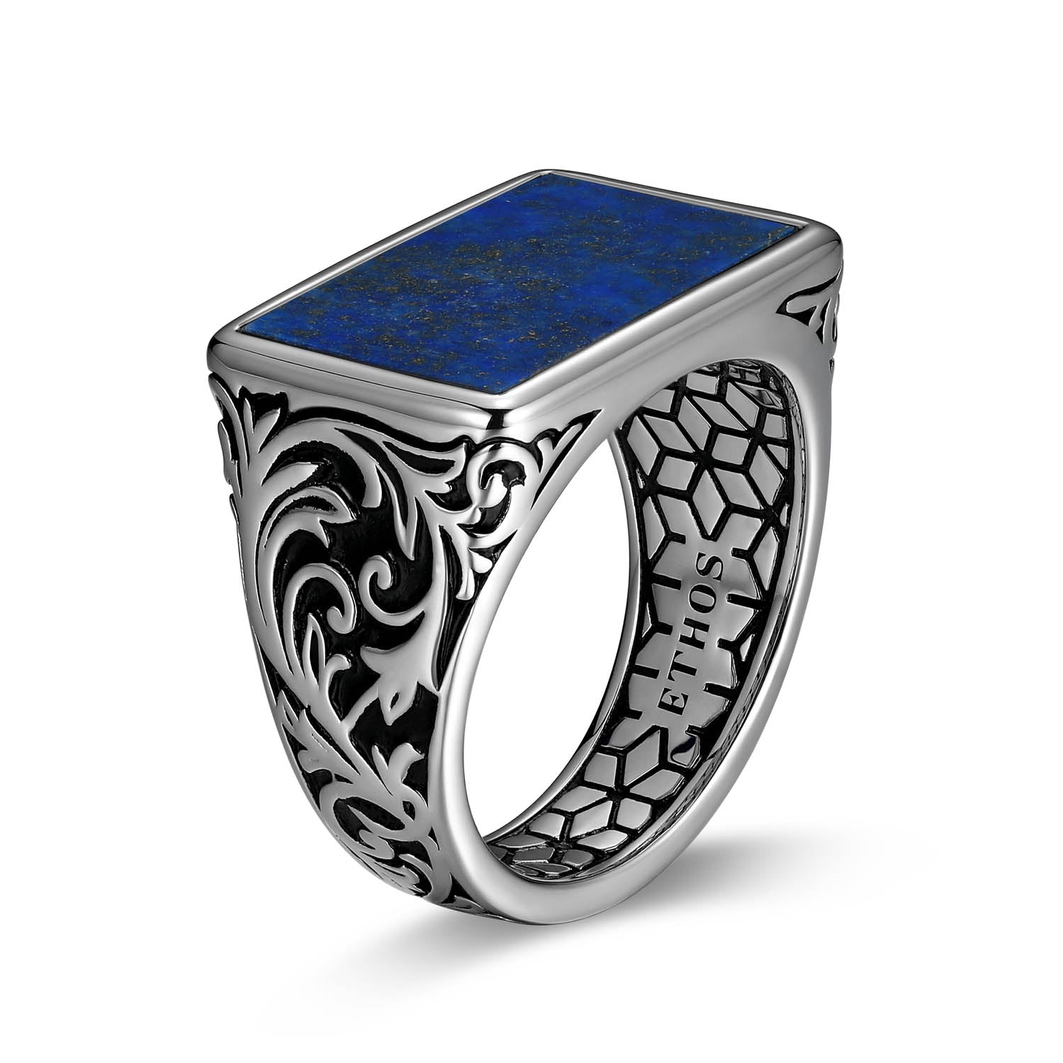 UR0046 - Chisel Rhodium Finish Sterling Silver Ring