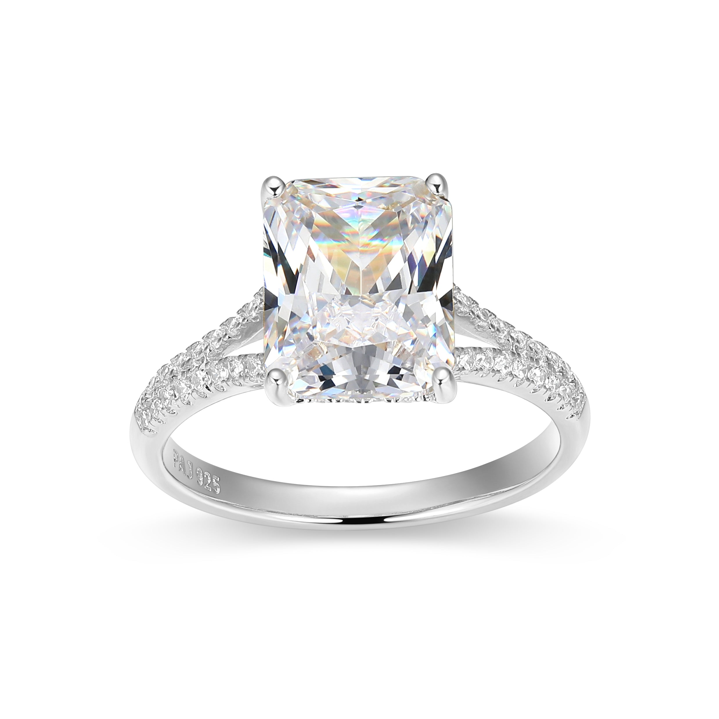 RR0215 - Solitaire Emerald-Cut CZ Ring - Size 7