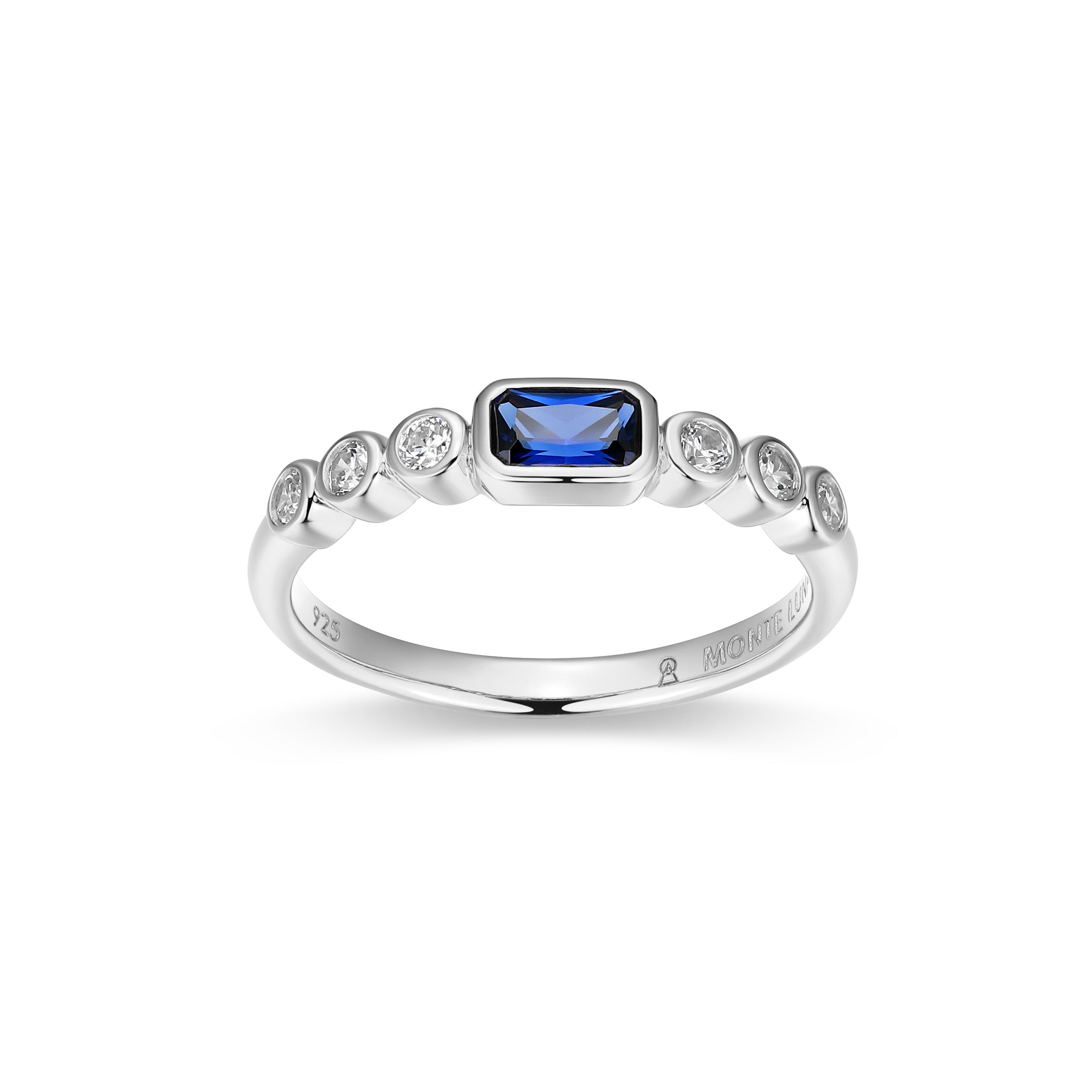 BR0252W - Lab-Created Blue Sapphire & Lab-Created Diamond Ring - Size 7