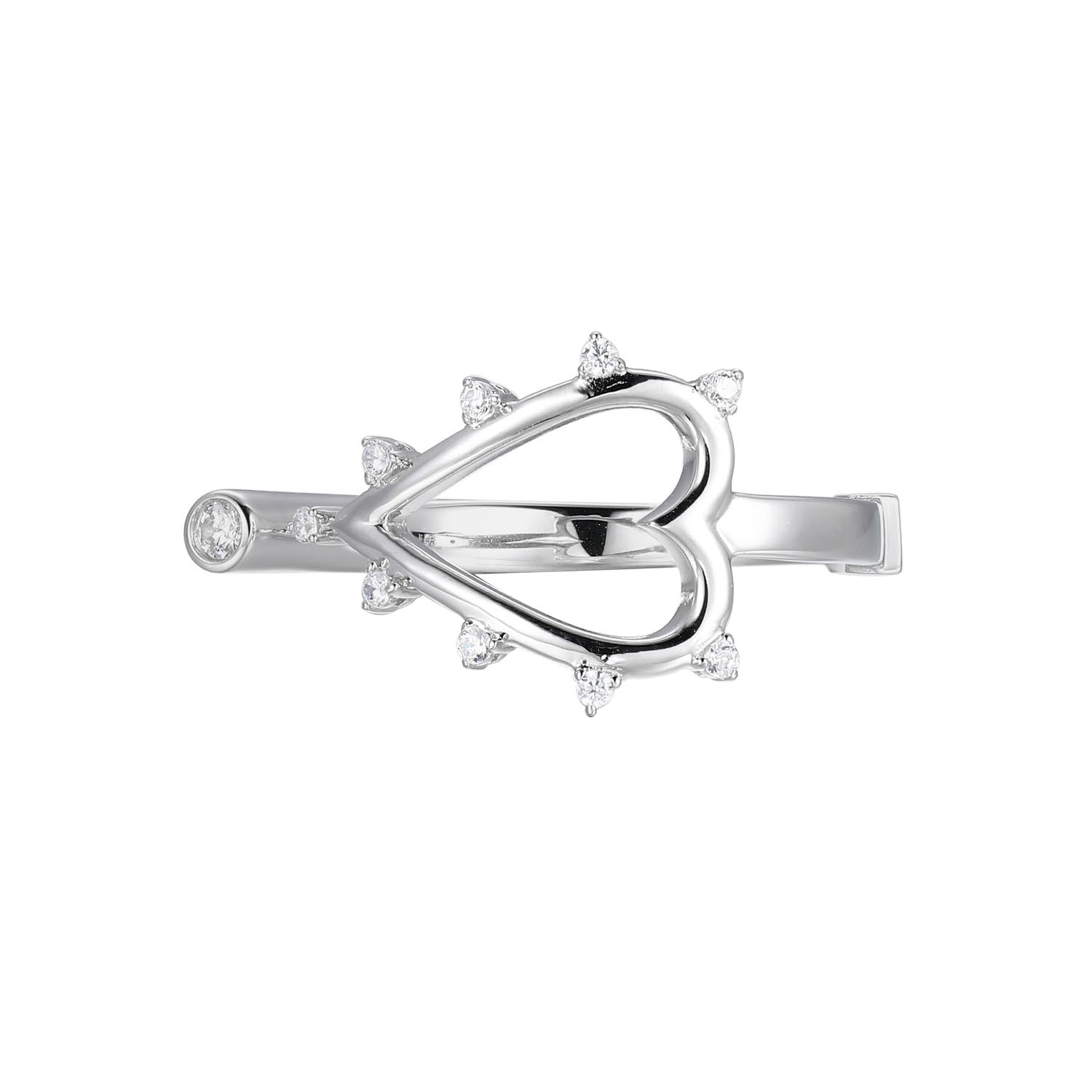 This Striking Spike Collection Ring Adds A Modern Edge To Any Look. Made From Rhodium-Plated Sterling Silver, It Is Accented With Sparkling Cubic Zirconia Stones For Added Brilliance. - Size 8