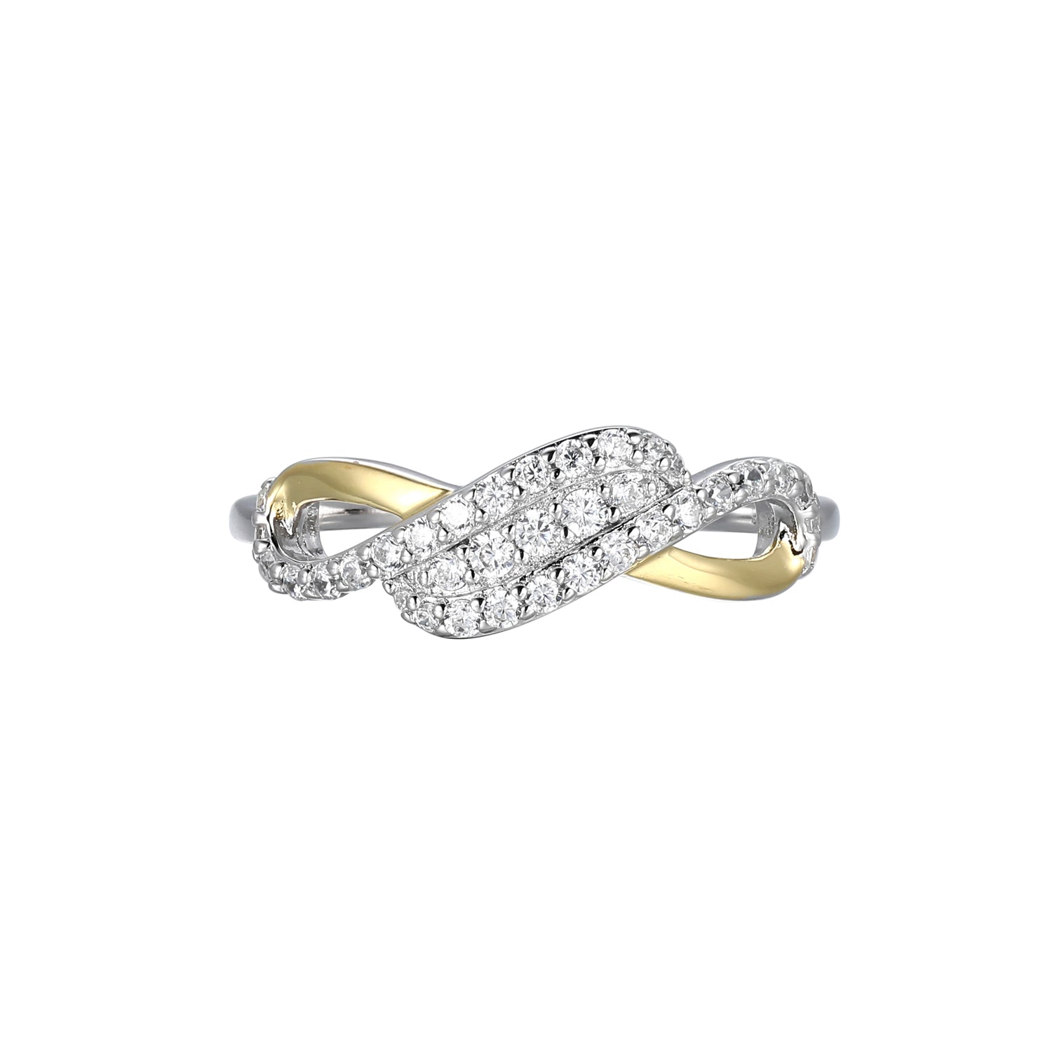 This Ring From Charles Garnier's Serena Collection Features A Captivating Design With Intertwining Bands Of Sterling Silver With Rhodium And Yellow Gold Finish. The Dazzling Cubic Zirconia Add A Brilliant Sparkle, Enhancing Its Modern Elegance. - Size 7
