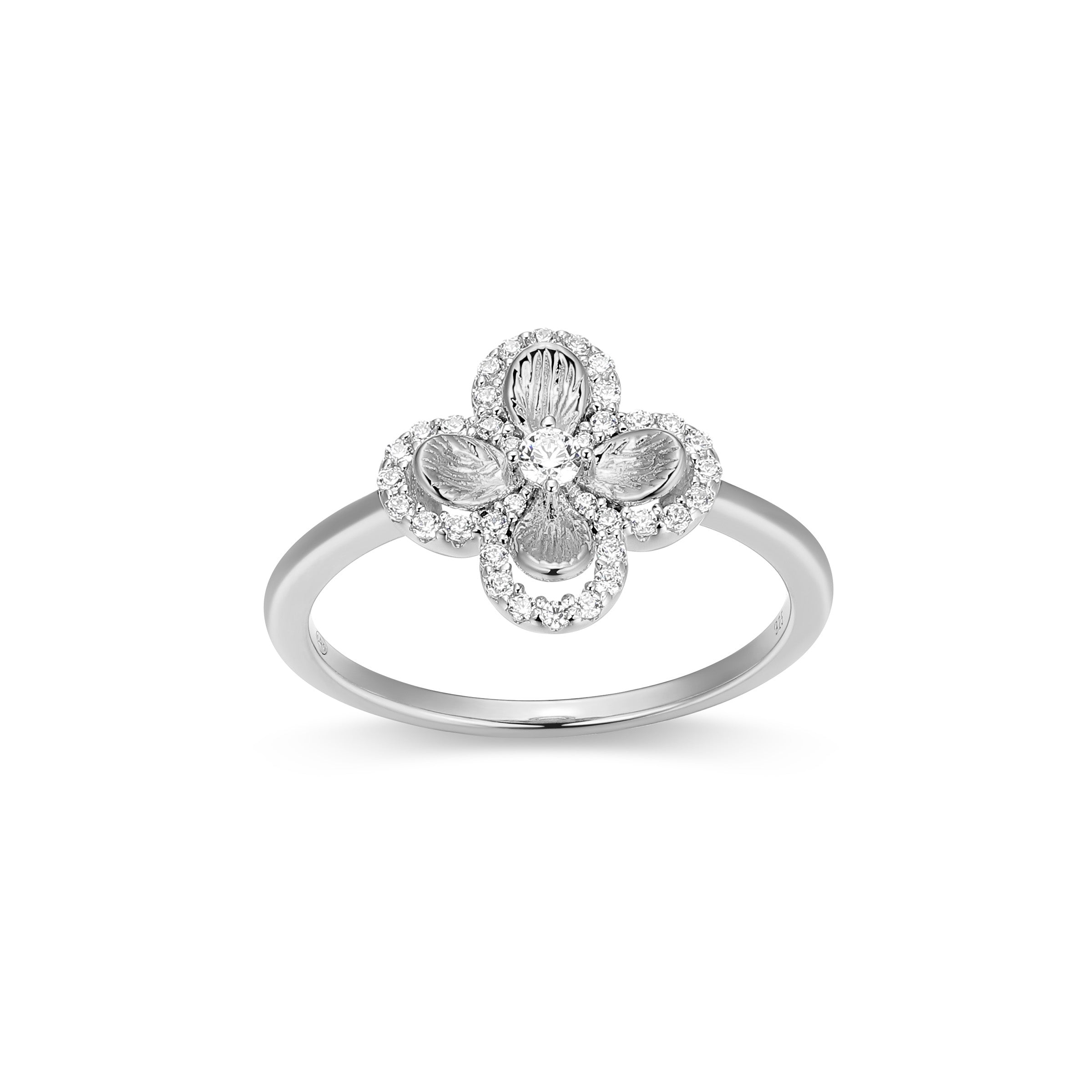 CR0204 - Flower Clover Ring - Size 7
