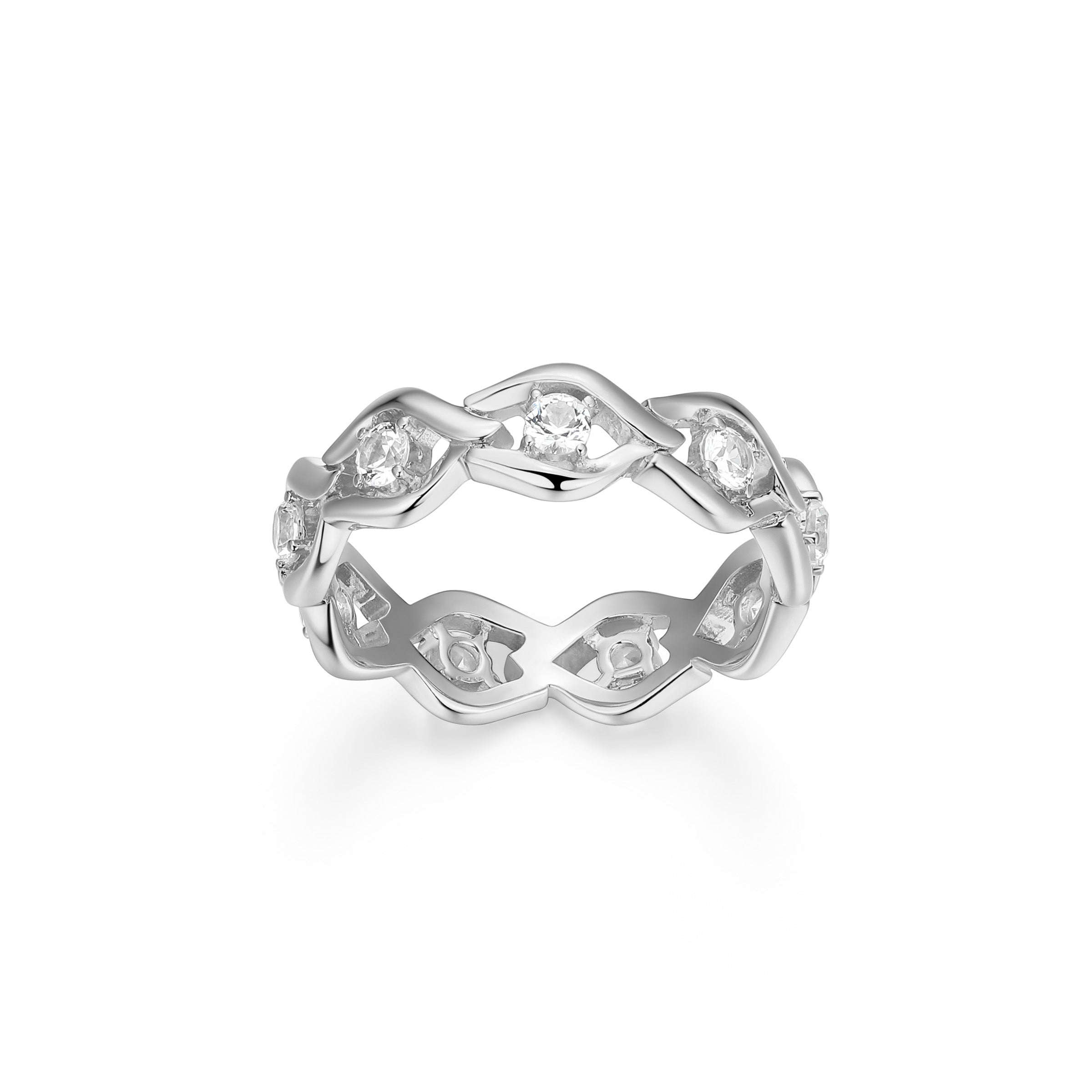 CR0189 - Intertwined Created White Sapphire Ring - Size 9