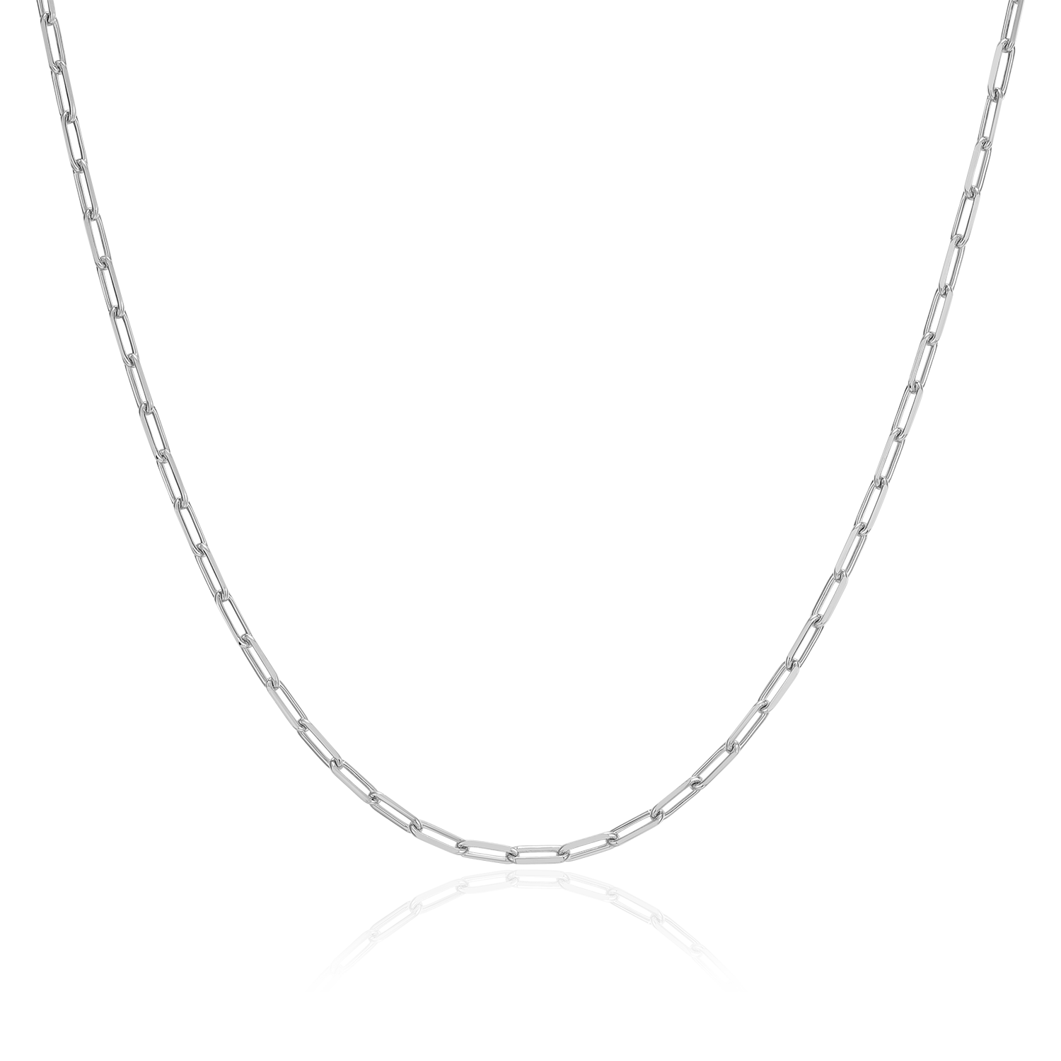 BN0246W - 18+2" Mini Paperclip Chain in Rhodium-Plated Sterling Silver