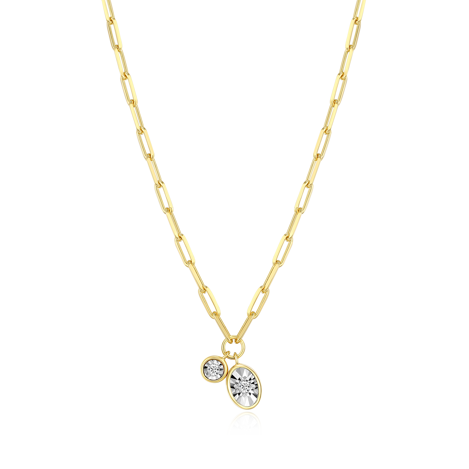 BN0224Y - April Birthstone Lab-Created Diamond Mini Paperclip Necklace in 14K Yellow Gold-Plated Sterling Silver