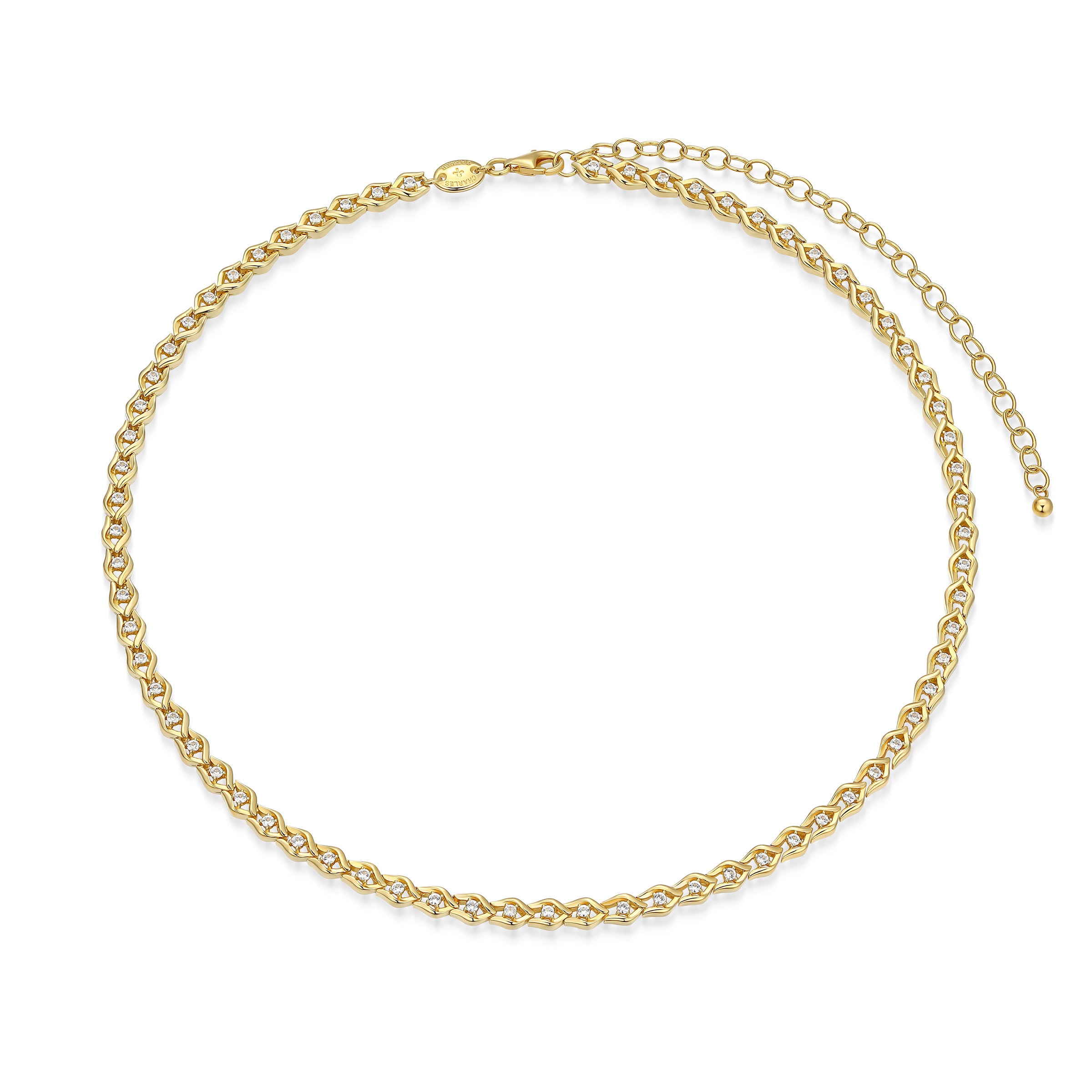 CN0192 - Intertwined Created White Sapphire Line Necklace