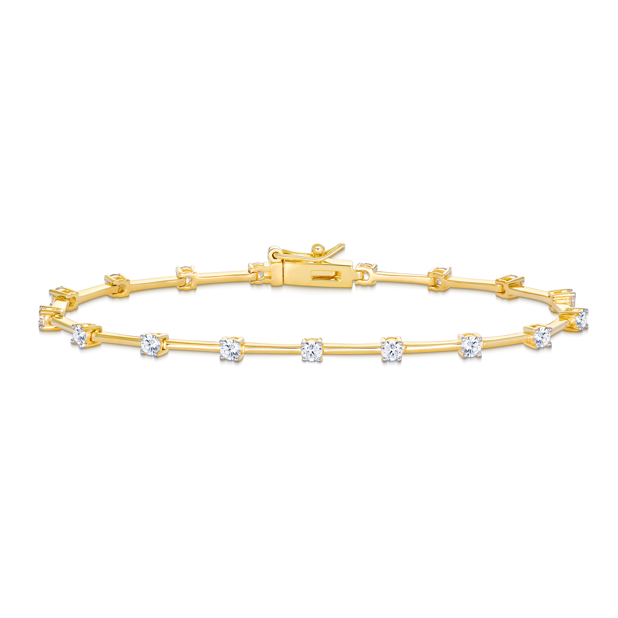 BB0154Y - Lab-Created Diamond Segment Tennis Bracelet in 14K Yellow Gold-Plated Sterling Silver