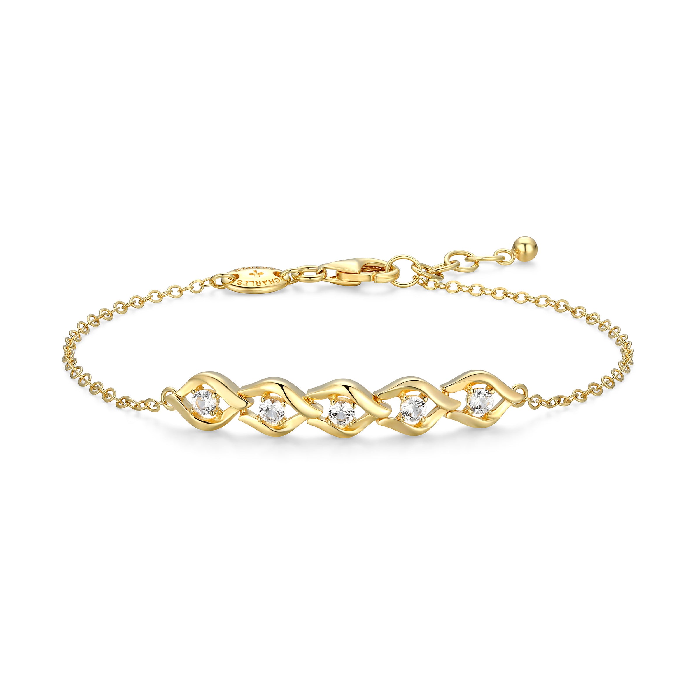 CB0190 - Intertwined Created White Sapphire Bracelet