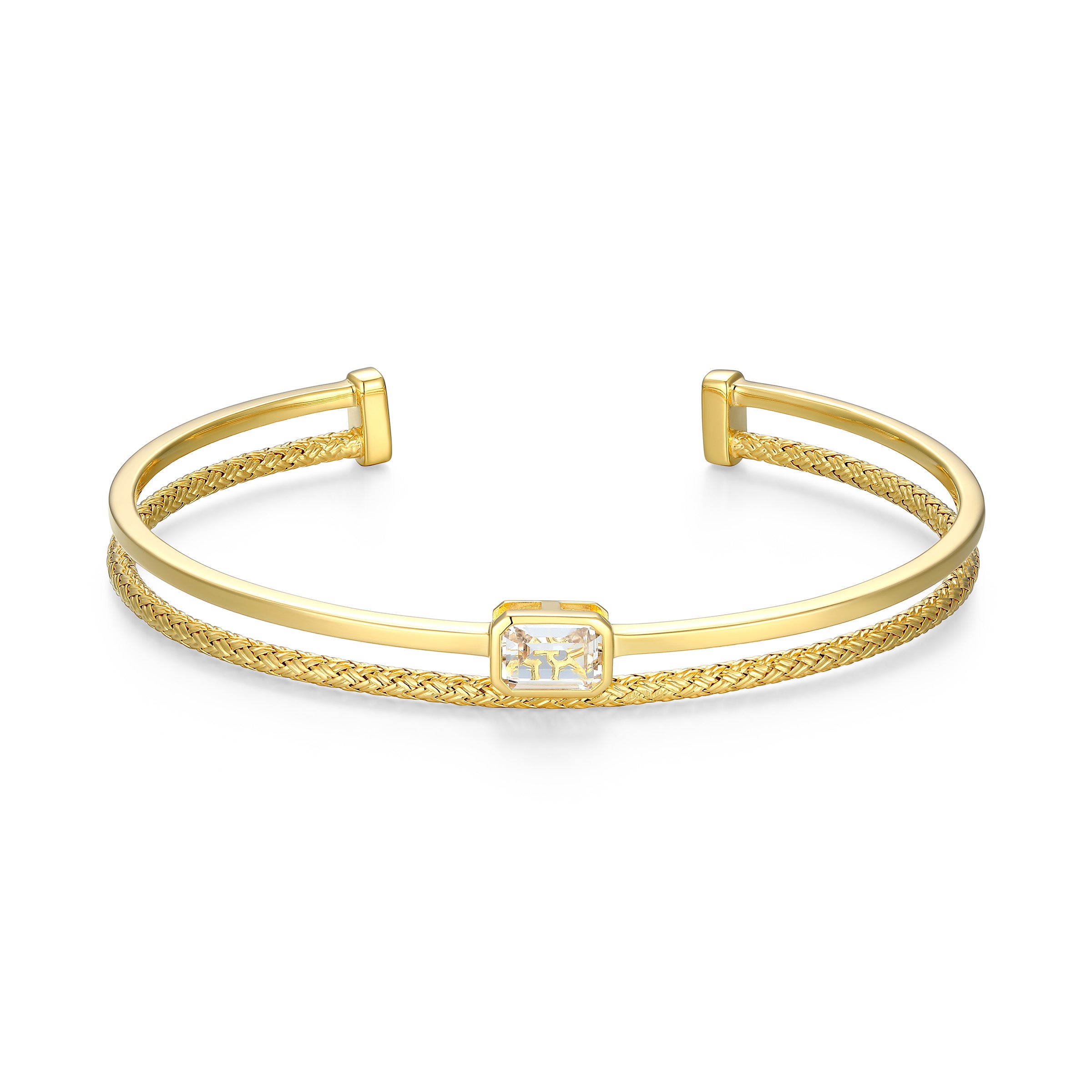 CB0207 - Dual-Band Created White Sapphire Original Mesh Cuff