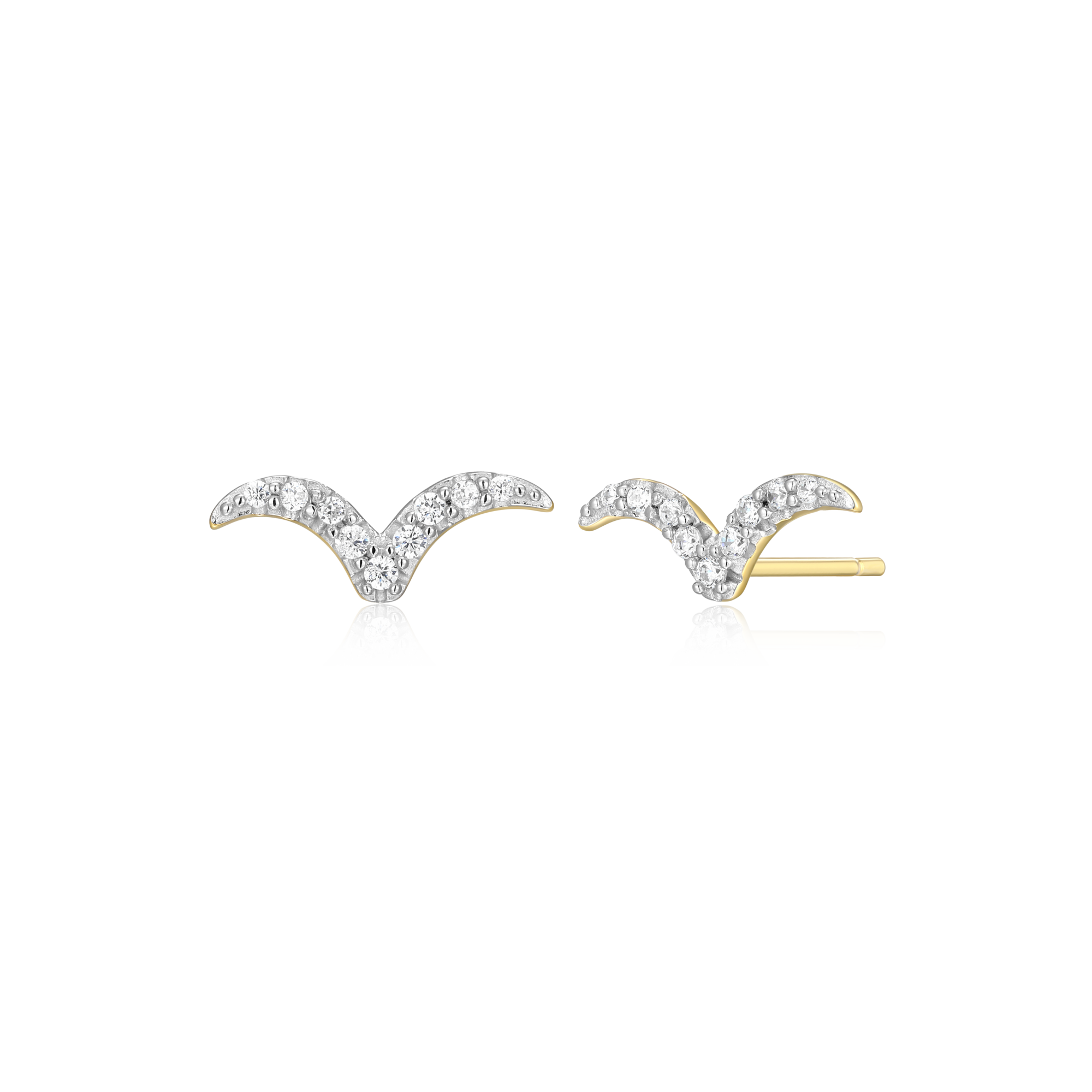 BE0059Y - Flying V Stud Earrings in 14K Yellow Gold-Plated Sterling Silver