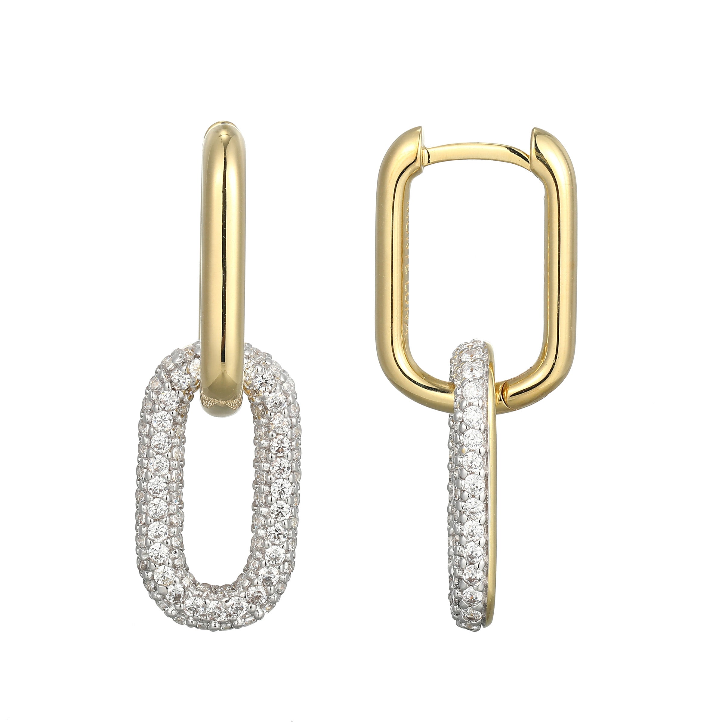 ME0118 - Paperclip Pave Lab-Created Diamond Drop Earrings