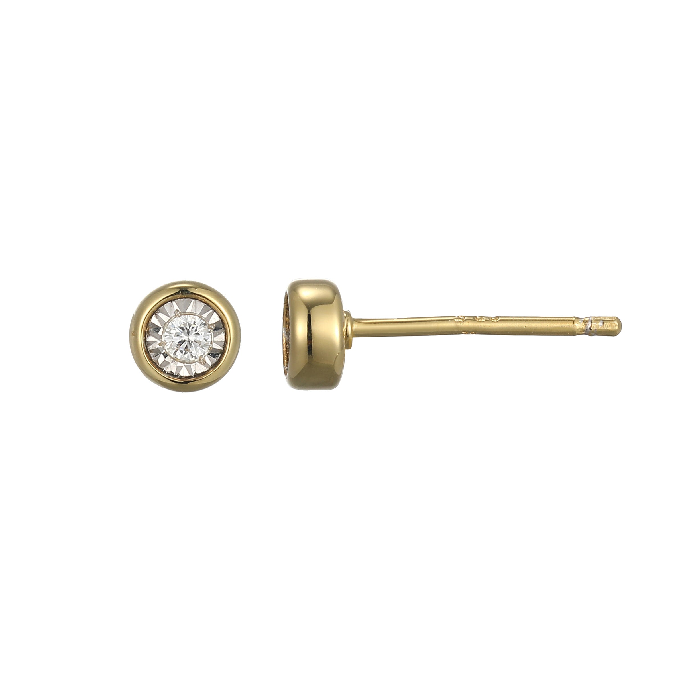 BE0258Y - Small Bezel-Set Lab-Created Diamond Stud Earrings