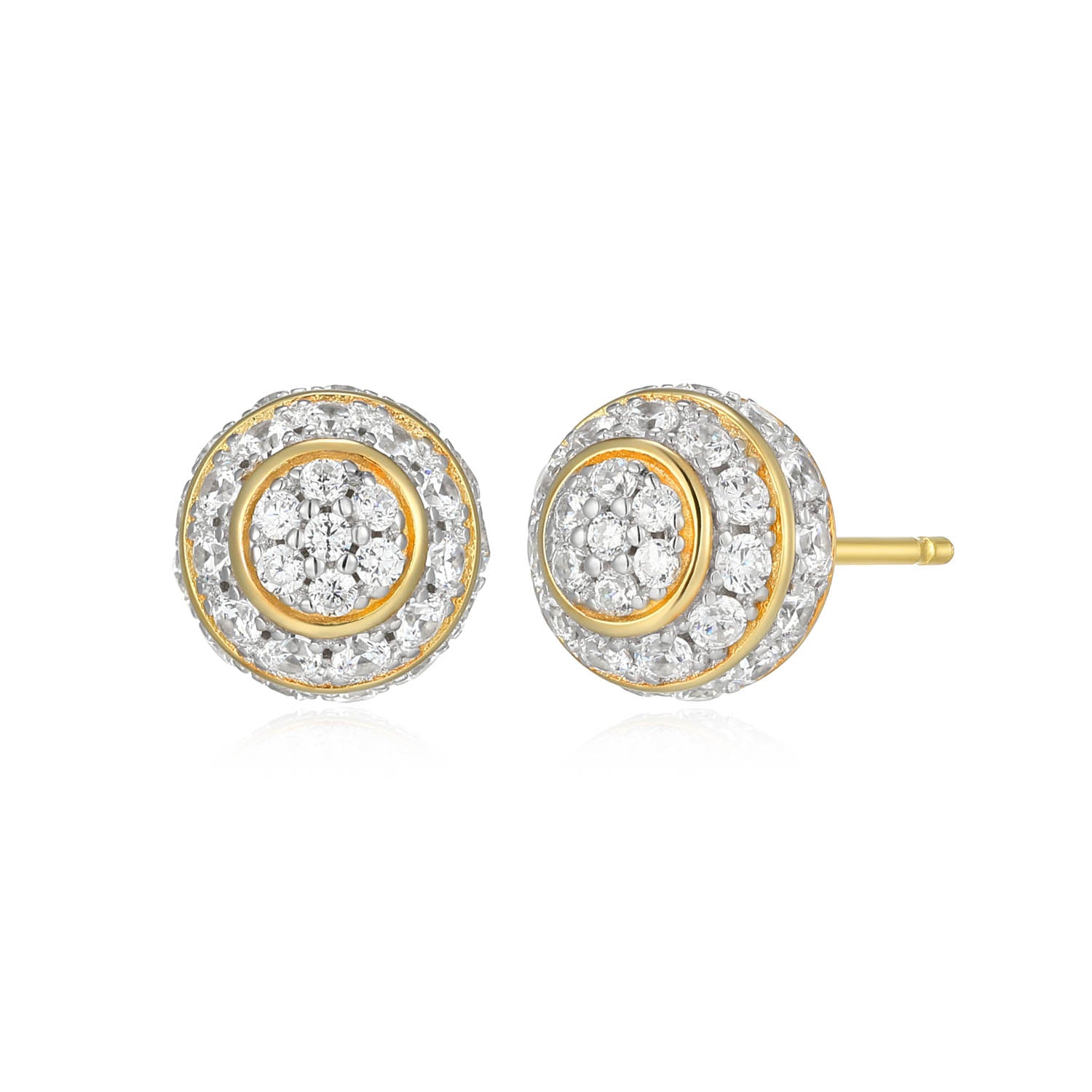 Sterling Silver Charles Garnier "rope" Rhodium And Yellow Gold Plated Cz Earrings 8mm