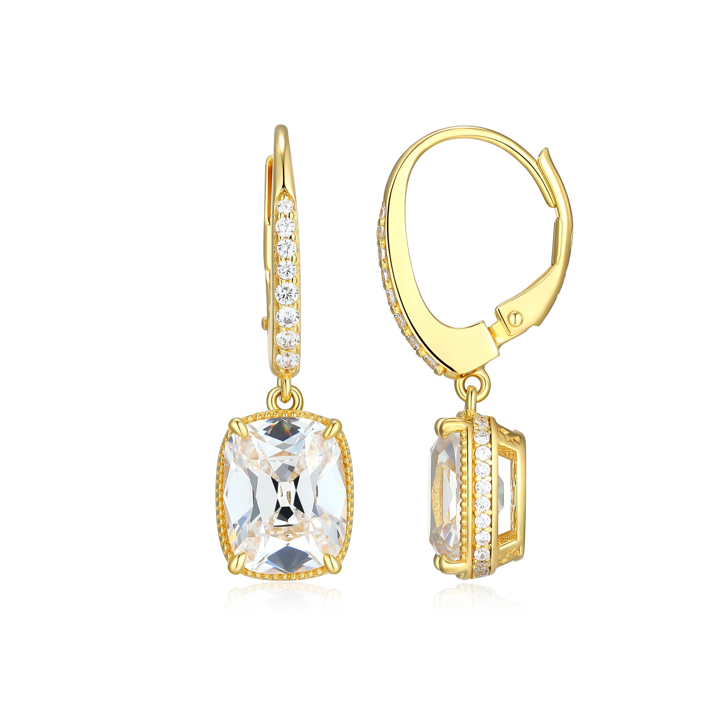 CE0199 - Elongated Old Mine Cushion-Cut Drop Earrings