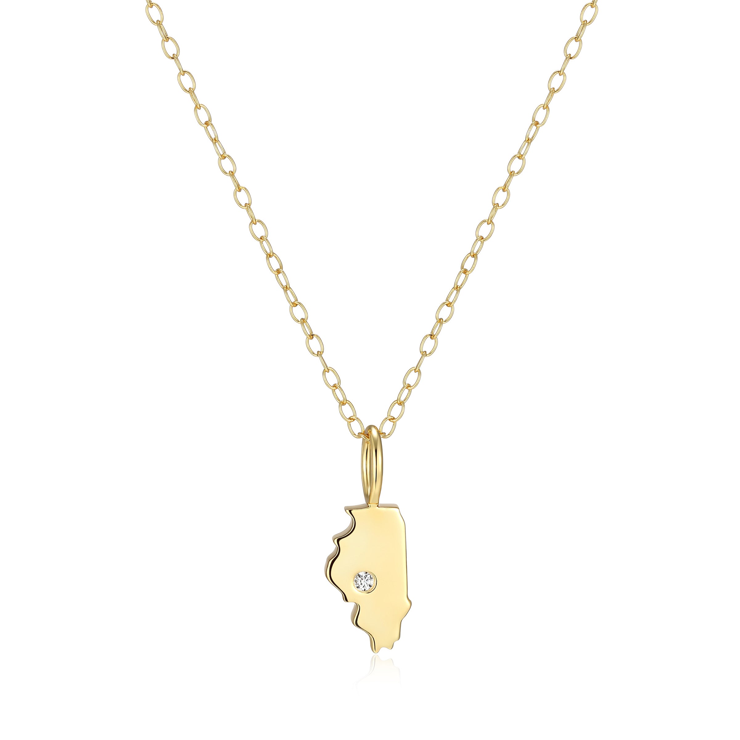 BN0283Y - Illinois State Lab-Created Diamond Pendant Necklace